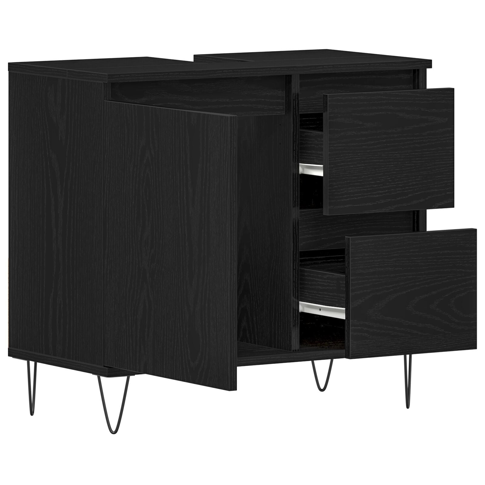 Meuble sous lavabo vidaXL Noir Chêne 65x33x60 cm Bois d'ingénierie Ensembles de mobilier pour salles de bains vidaXL