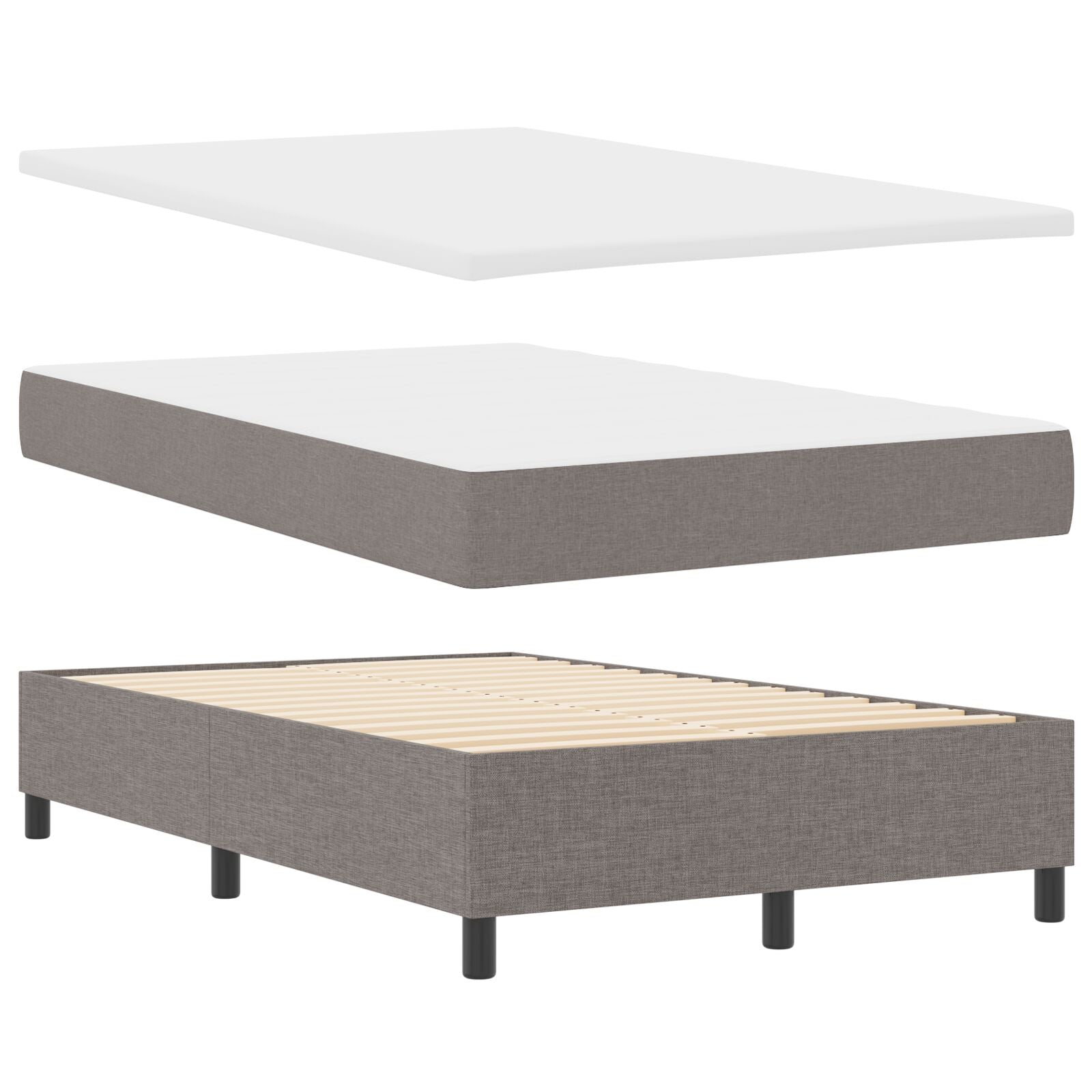 Lit box avec matelas taupe double en tissu Lits & cadres de lit vidaXL