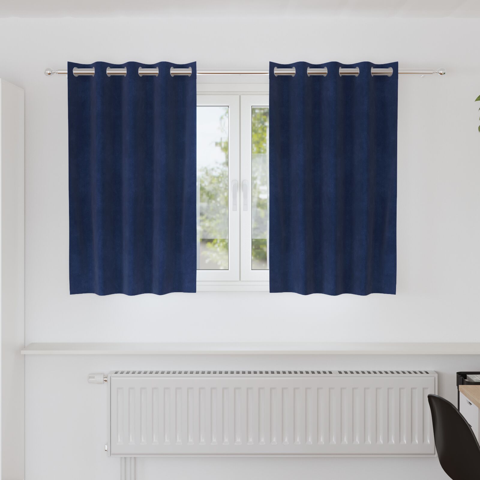 Rideaux occultants vidaXL avec œillets 2 pcs en velours bleu foncé Rideaux vidaXL