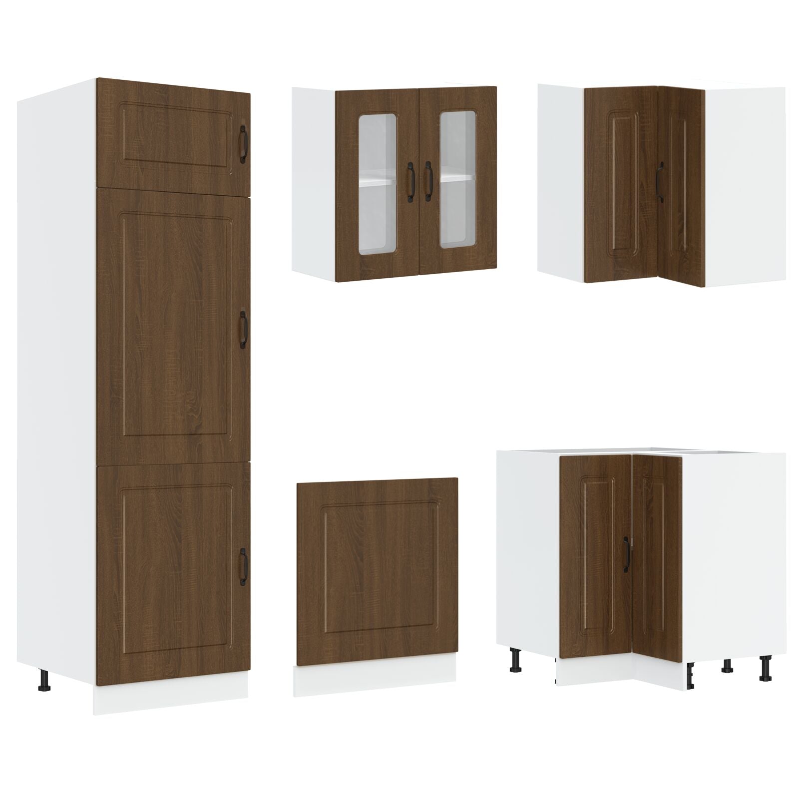Meuble de cuisine vidaXL ""Kalmar"" avec doubles éviers en bois d oak Meubles de cuisine vidaXL