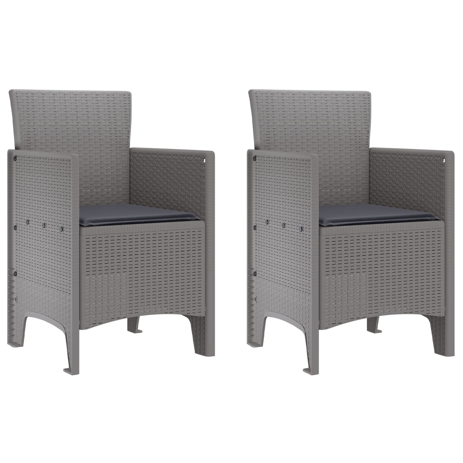 Chaise de jardin vidaXL Set de 2 Gris clair, Anthracite Polypropylène