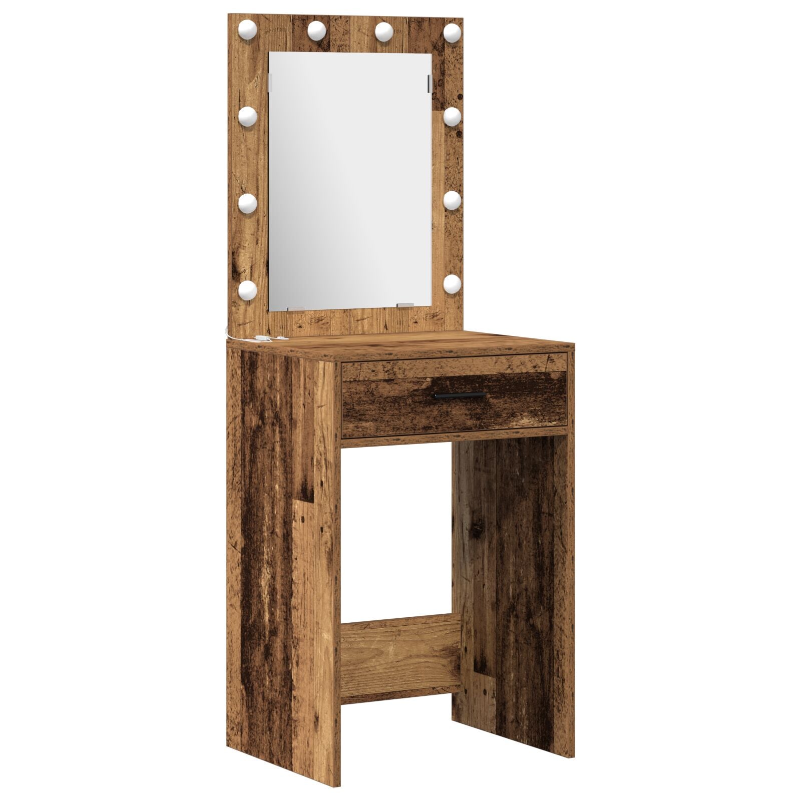 Ensemble de Table de Maquillage 3 Pièces avec LED en Finition Bois Ancien Coiffeuses vidaXL