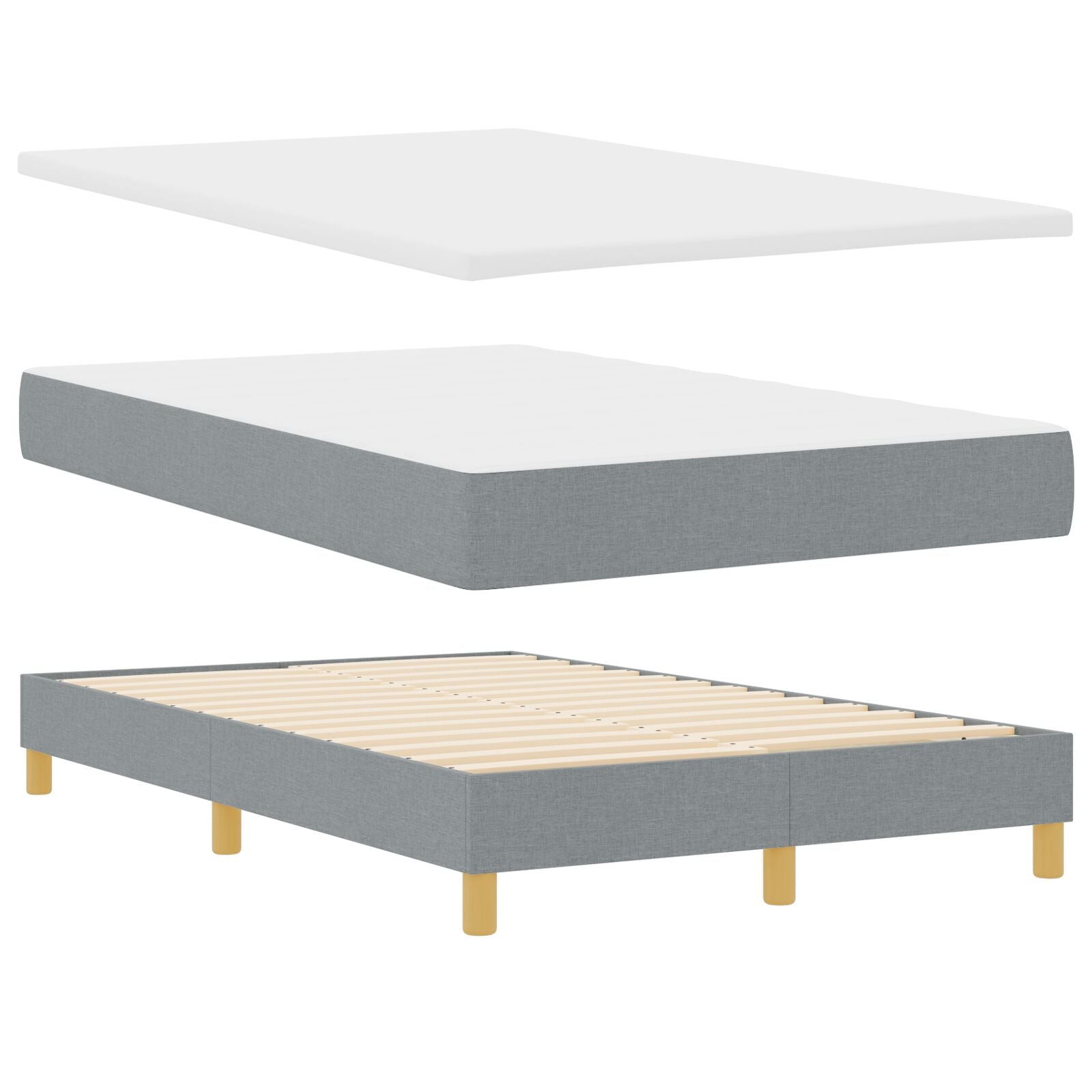 Lit à ressort avec matelas Gris clair 120x190 cm Tissu Lits & cadres de lit vidaXL