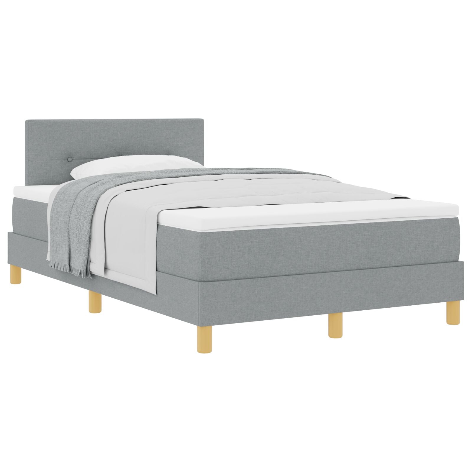 Lit à ressort avec matelas Gris clair 120x190 cm Tissu