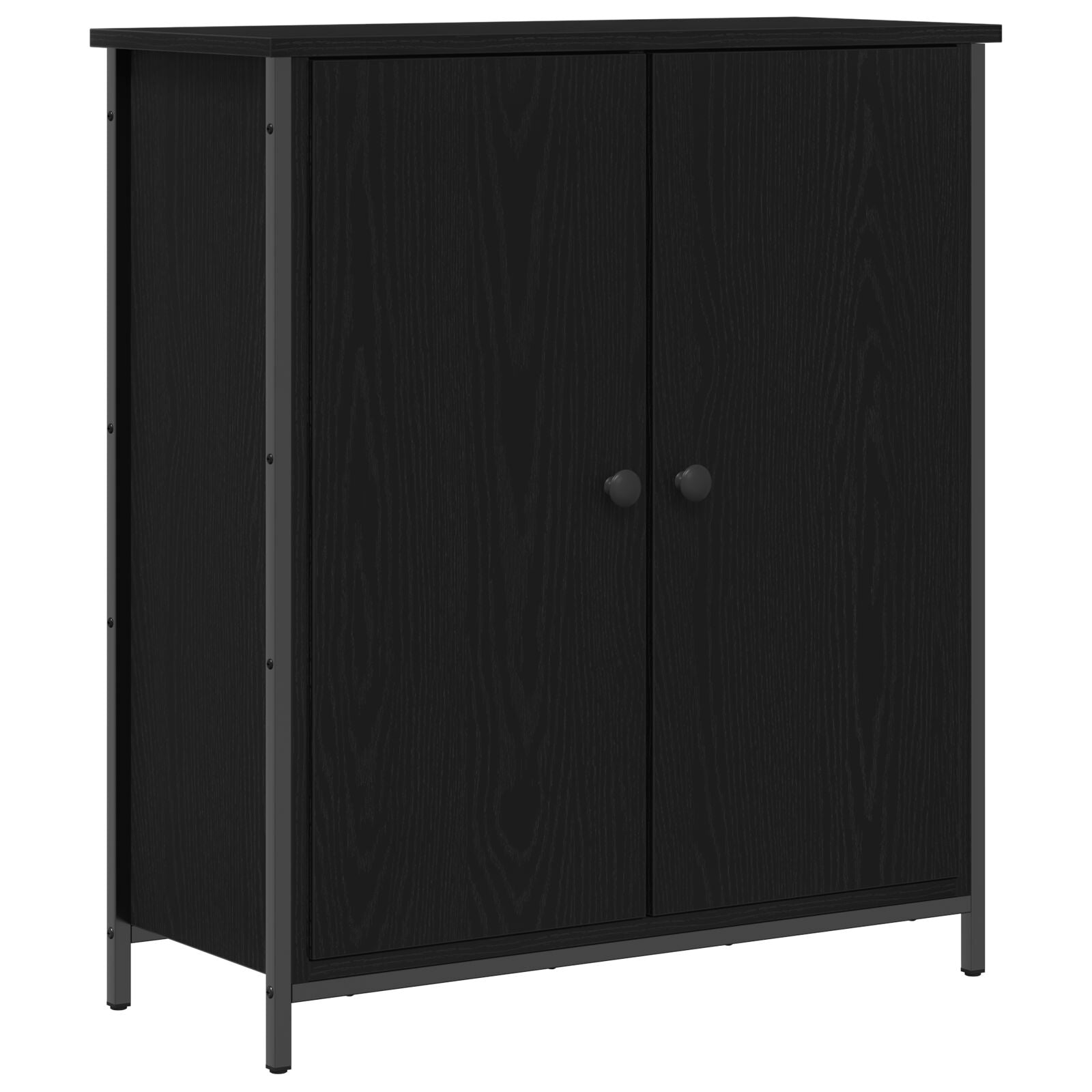Buffet Chêne Noir 70x30x80 cm Bois d'ingénierie et Acier Buffets & bahuts vidaXL