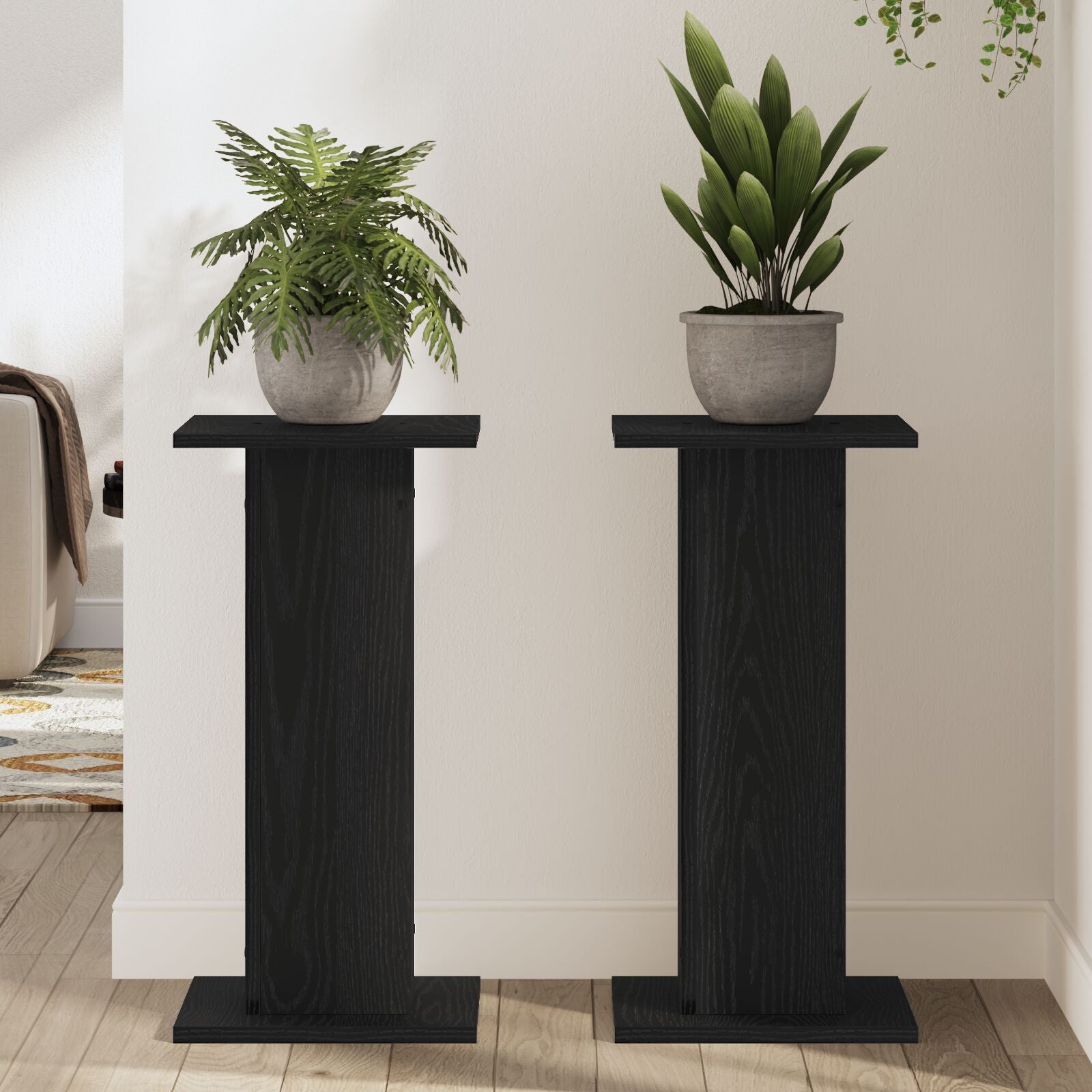 Supports de haut-parleurs vidaXL 2 pcs Chêne noir 30x30x60 cm Bois d'ingénierie Armoires vidaXL