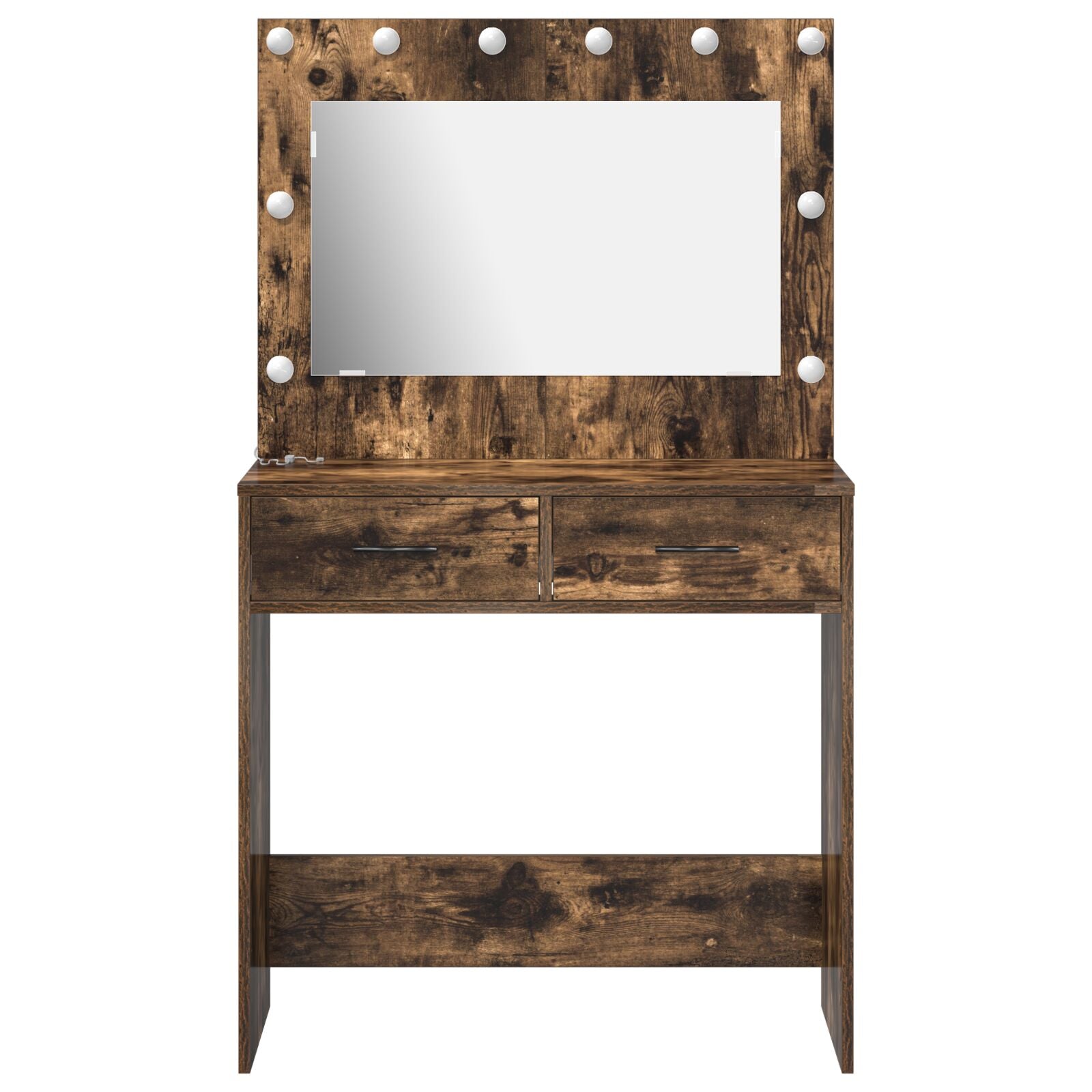 Table de coiffure avec lumières LED Chêne fumé 78.5x41x135 cm Coiffeuses vidaXL