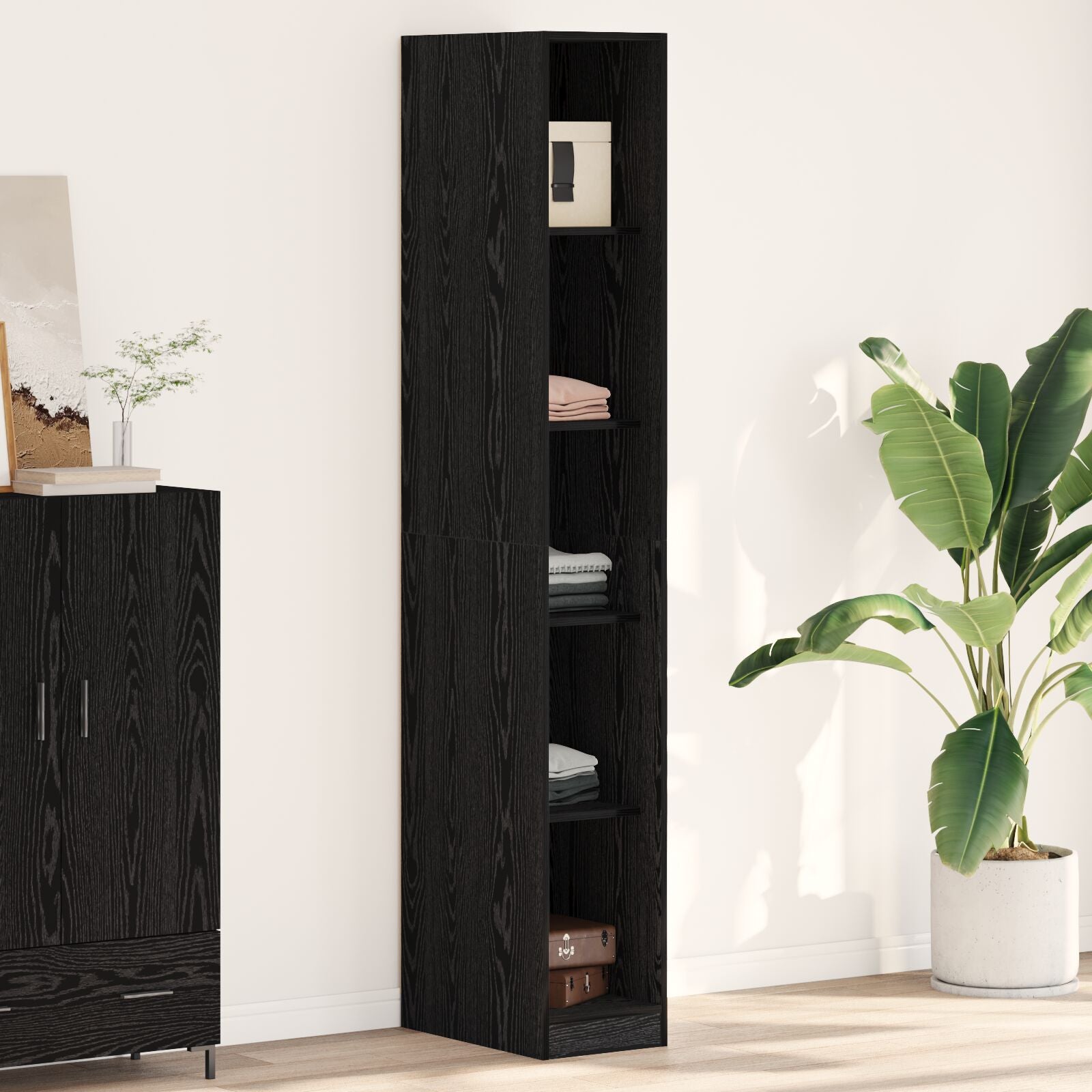 Armoire Chêne Noir - 30x50x200 cm, en bois d'ingénierie Armoires vidaXL