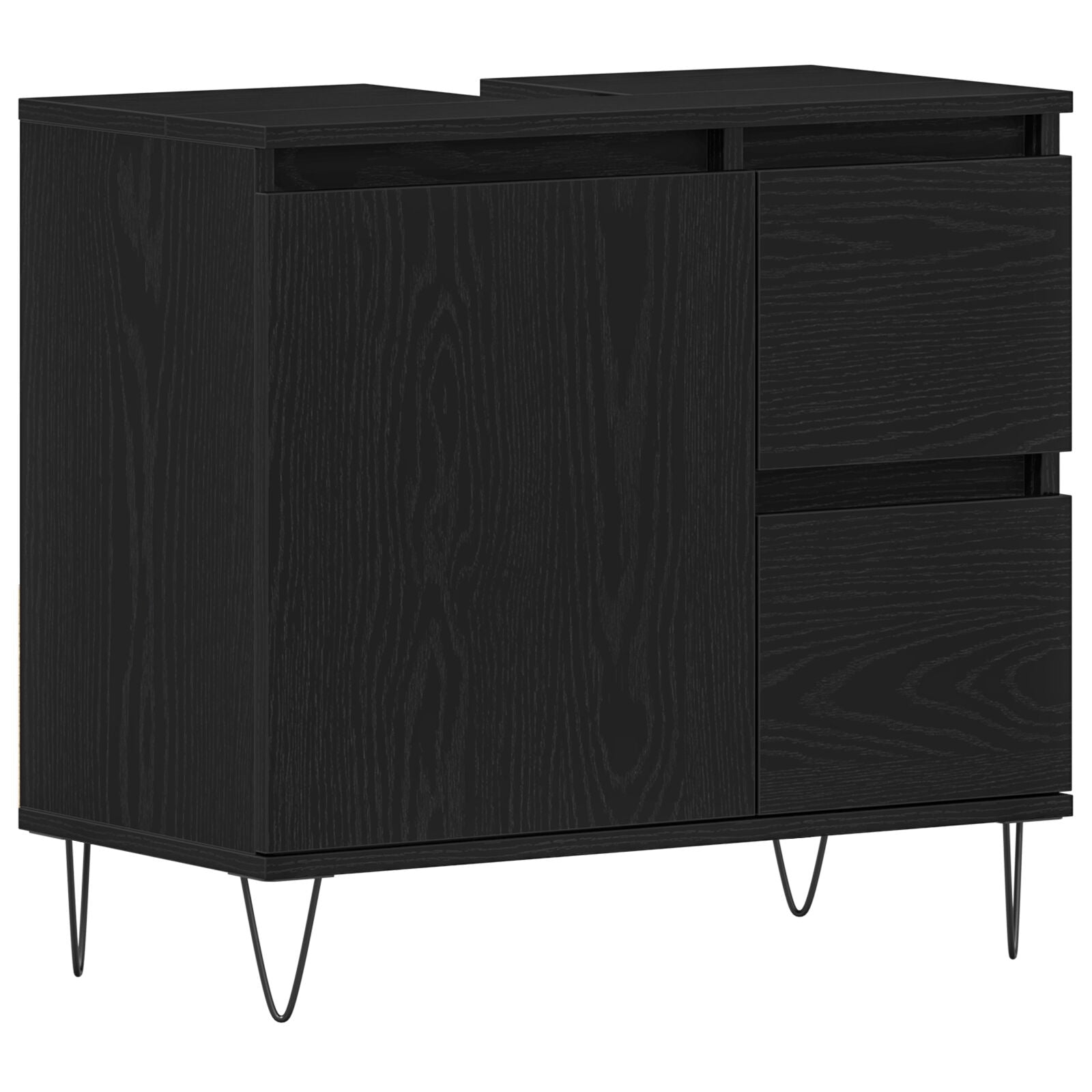 Meuble sous lavabo vidaXL Noir Chêne 65x33x60 cm Bois d'ingénierie Ensembles de mobilier pour salles de bains vidaXL