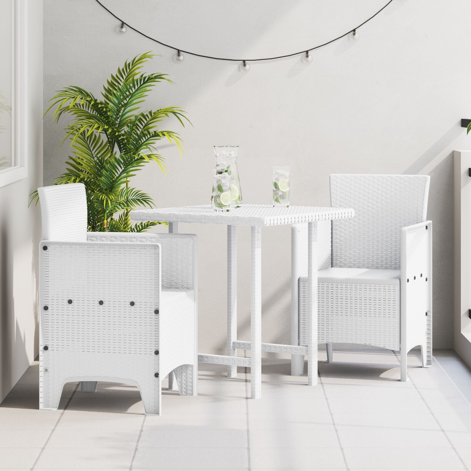 Chaise de jardin vidaXL Ensemble de 2 Blanc Style en rotin plastique