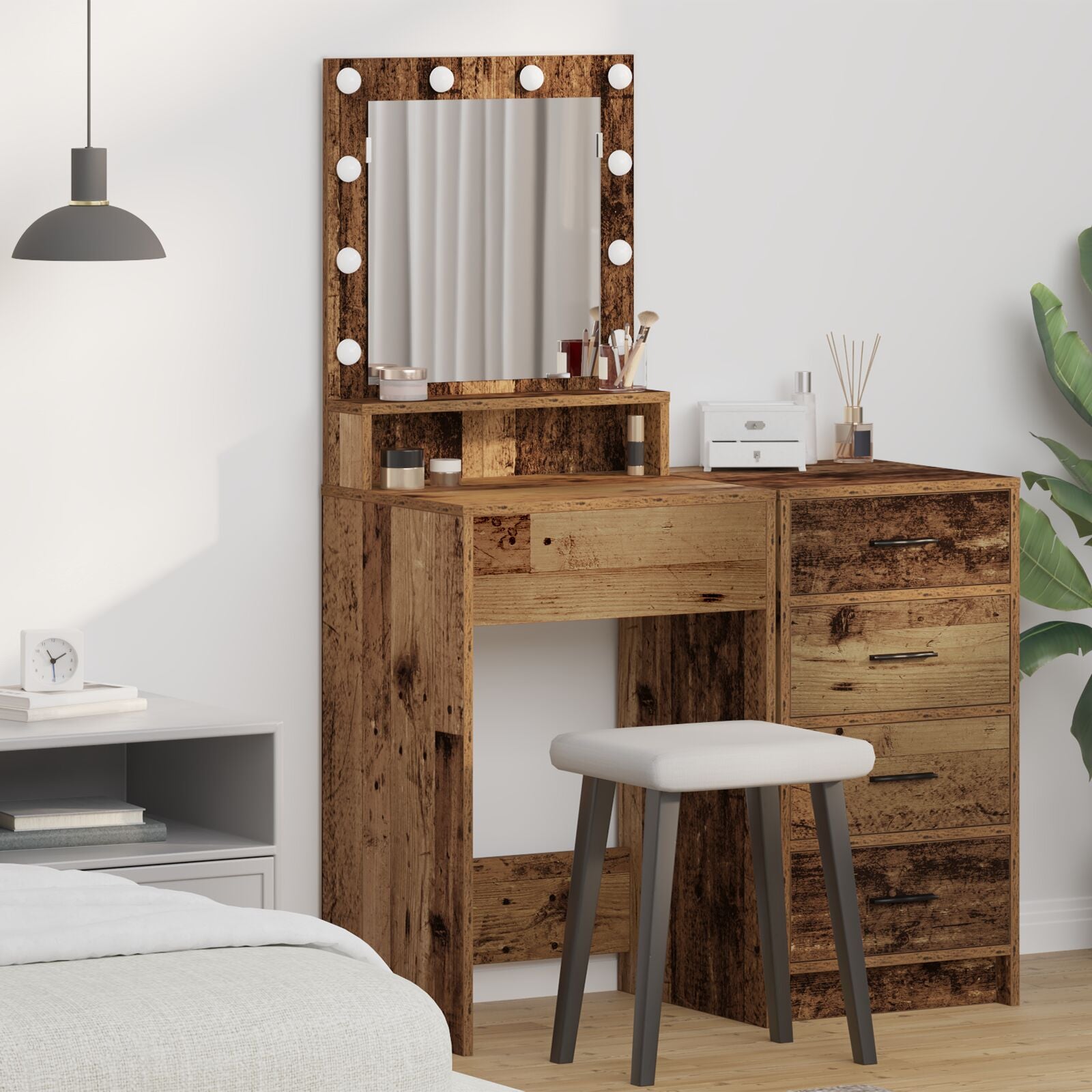 Coiffeuse avec LED - Vieux bois, 50x41x135 cm Coiffeuses vidaXL