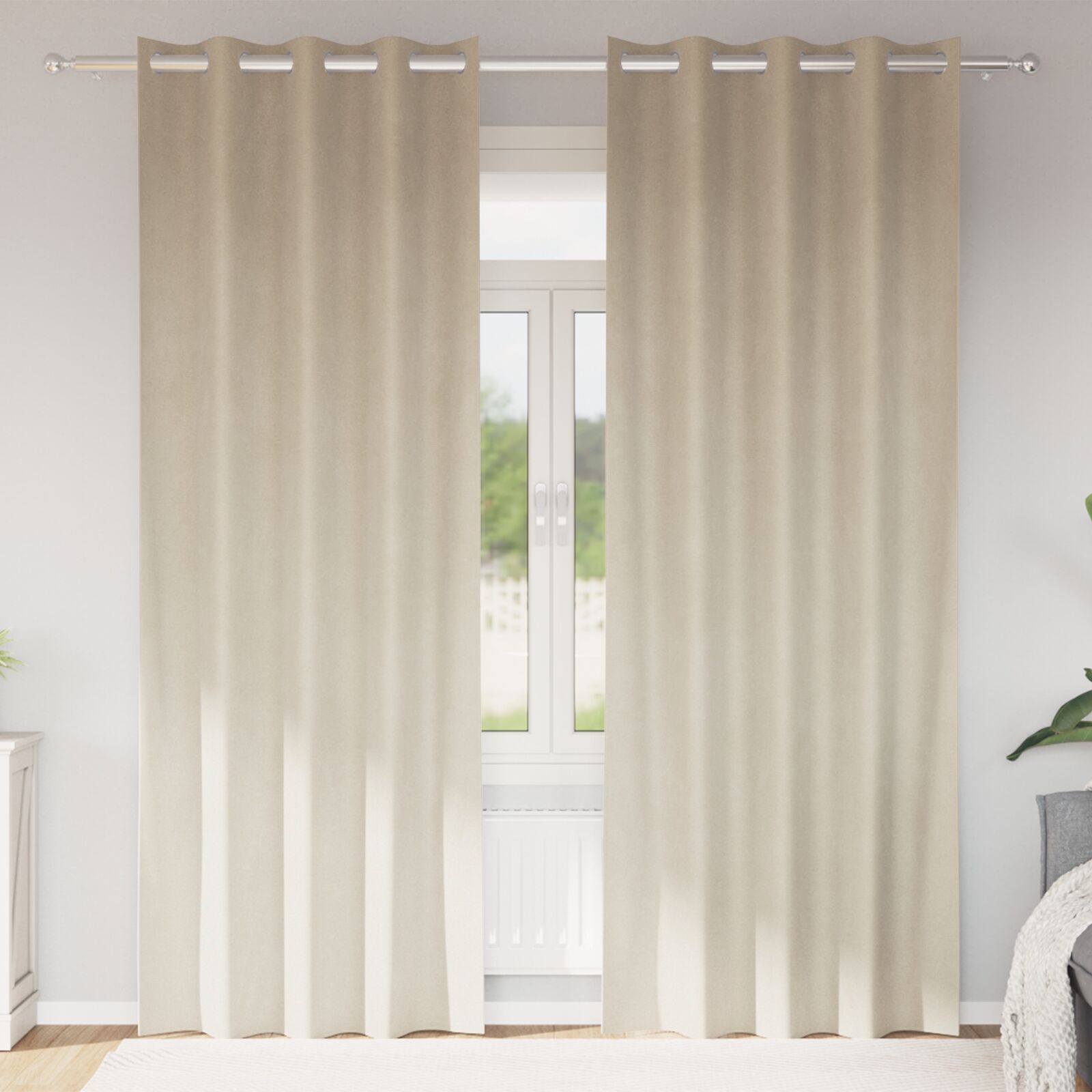 Rideaux occultants vidaXL avec œillets 2 pcs en velours crème Rideaux vidaXL