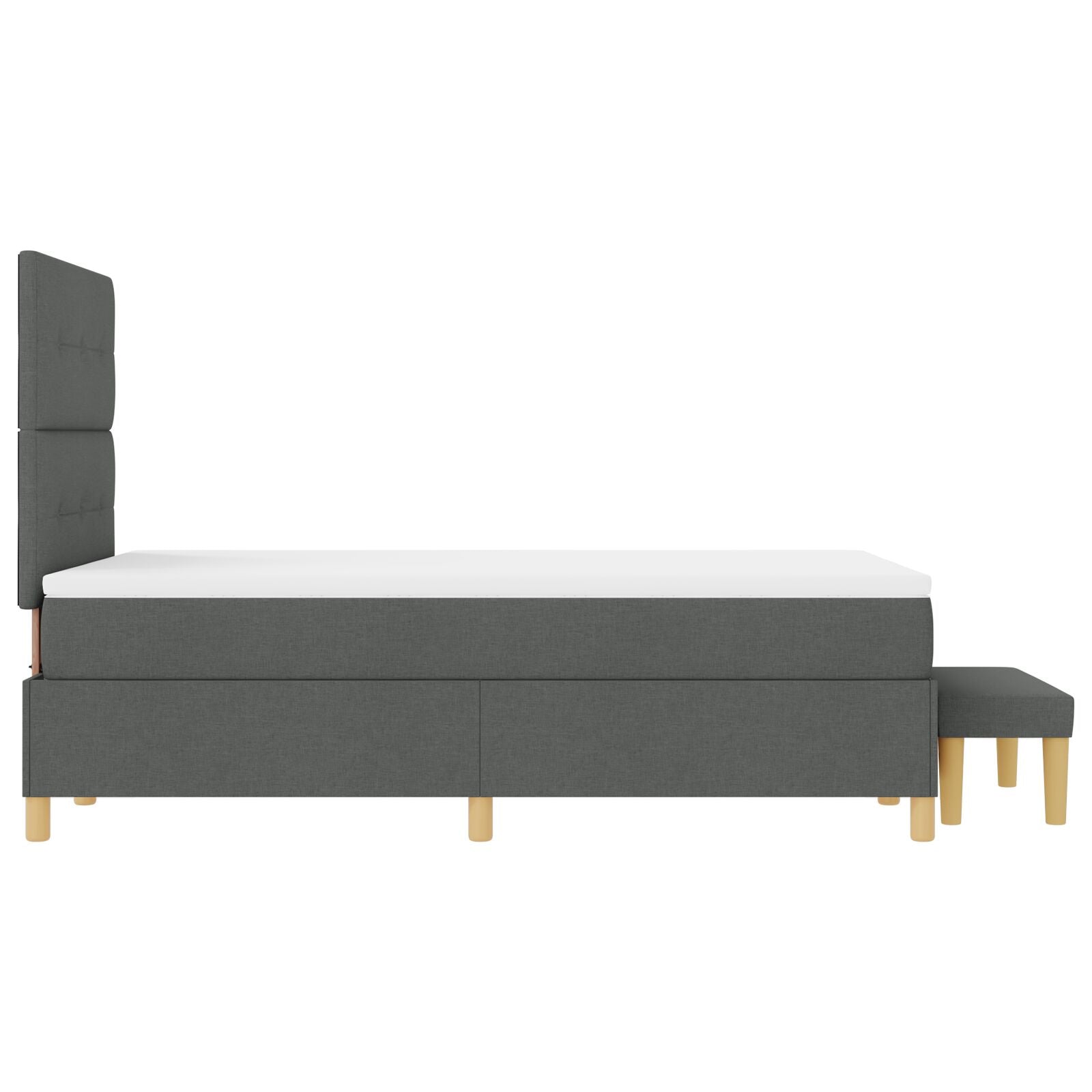 Lit Box Spring avec Matelas & Banc Gris Foncé 120x190 cm Tissu Lits & cadres de lit vidaXL