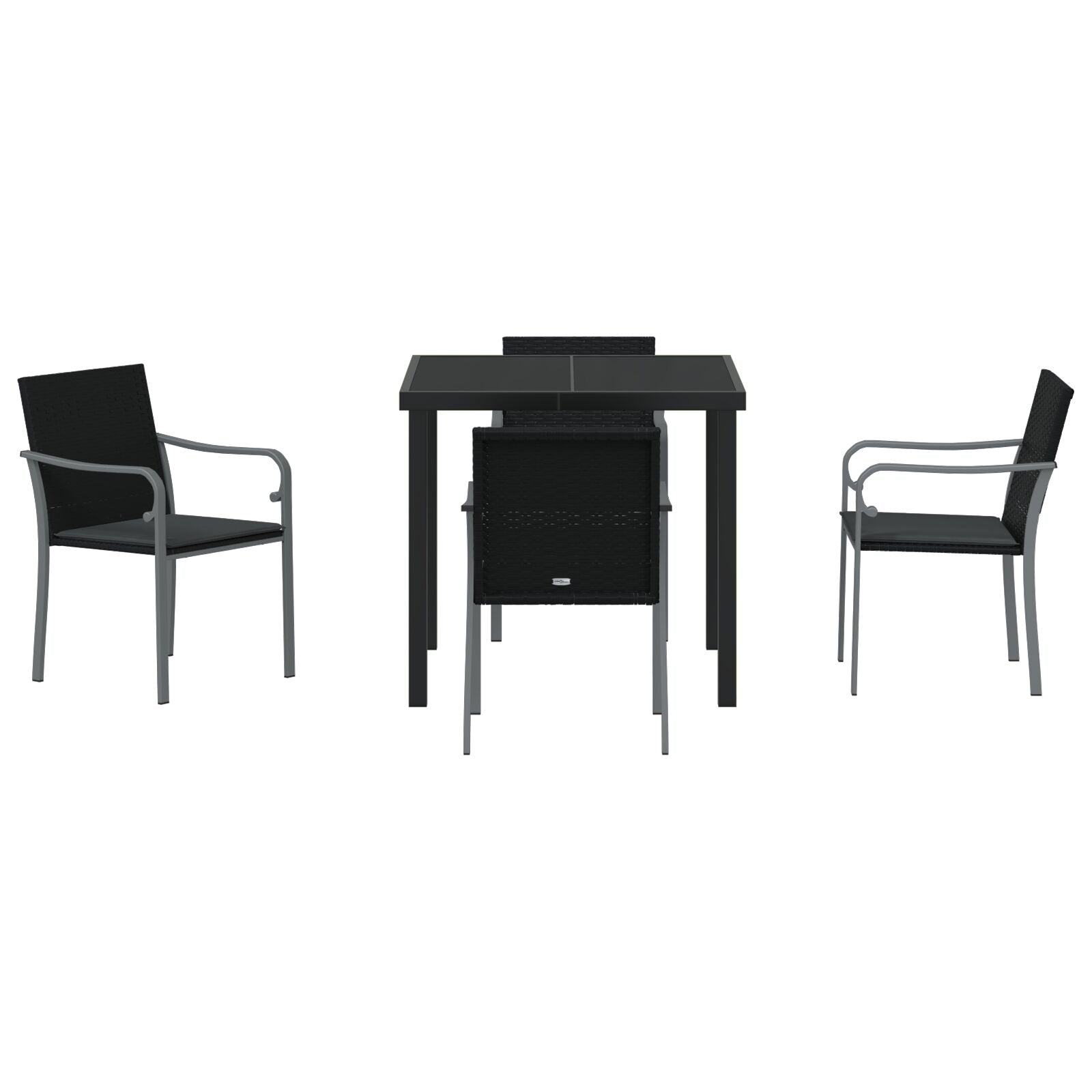 Ensemble de salle à manger de jardin 5 pièces avec coussins en poly rotin noir Chaises de jardin vidaXL