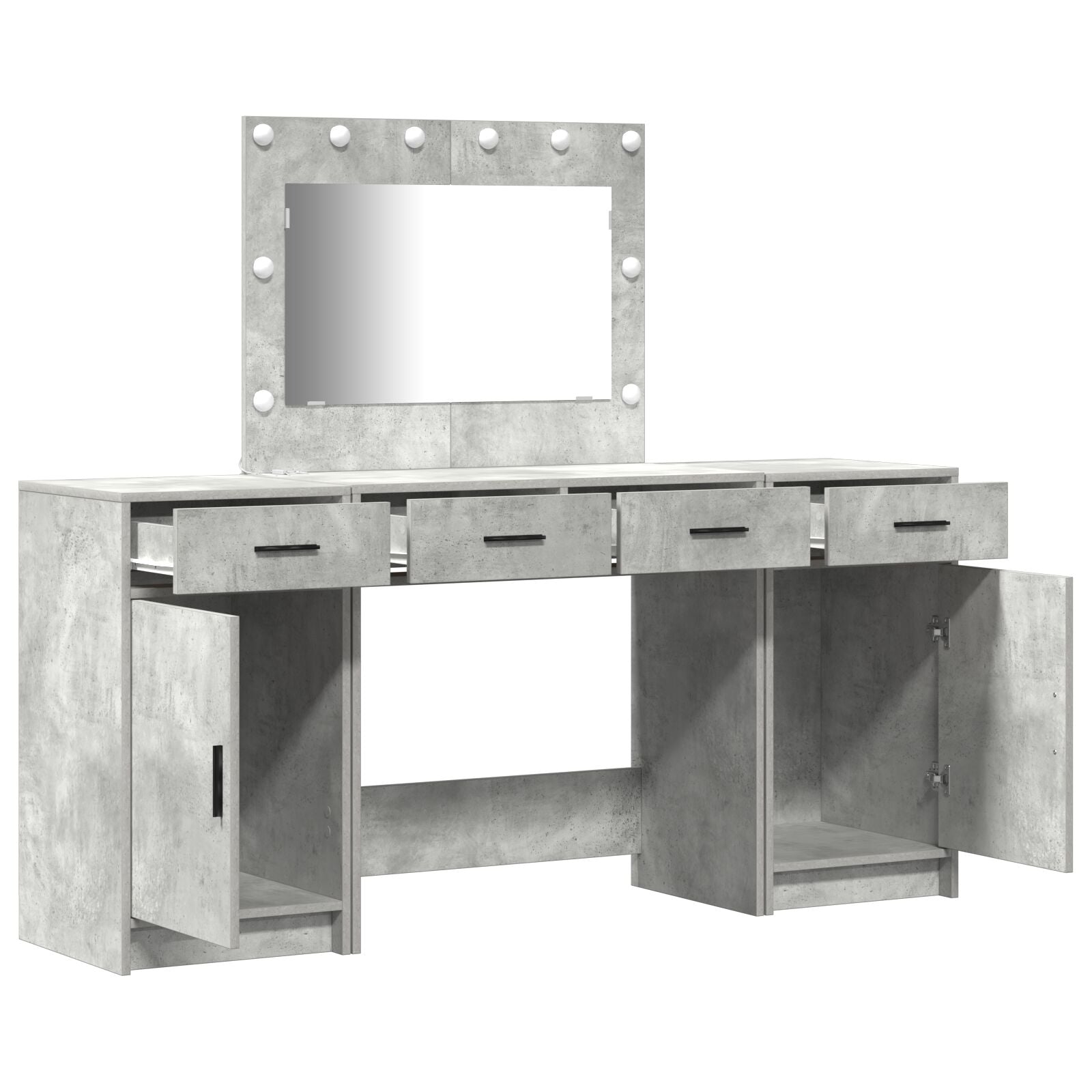 Ensemble de coiffeuse de 3 pièces avec LED en bois d'ingénierie gris béton Coiffeuses vidaXL