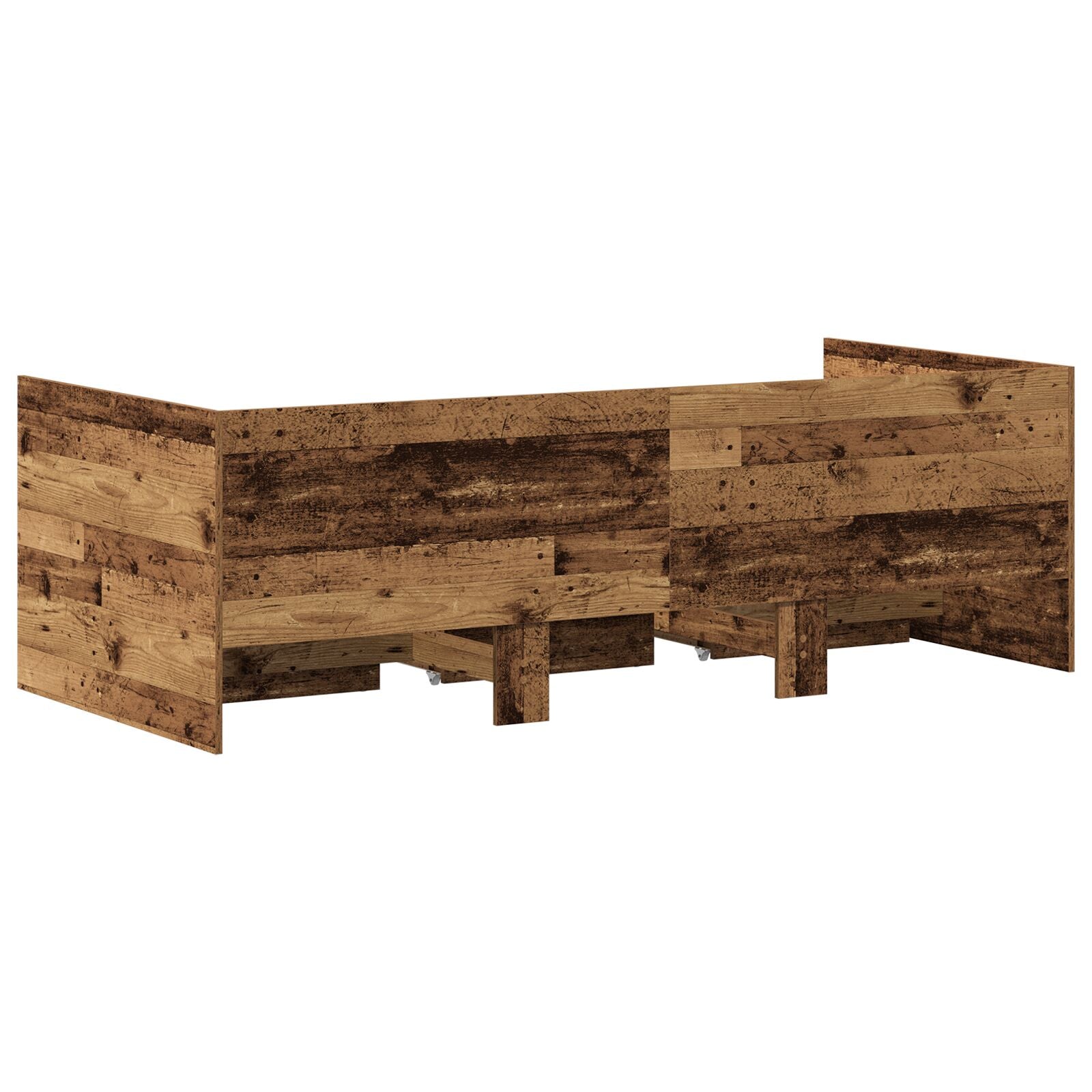 Lit d'appoint rustique Bois ancien Bois d'ingénierie 90 x 200 cm Lits & cadres de lit vidaXL
