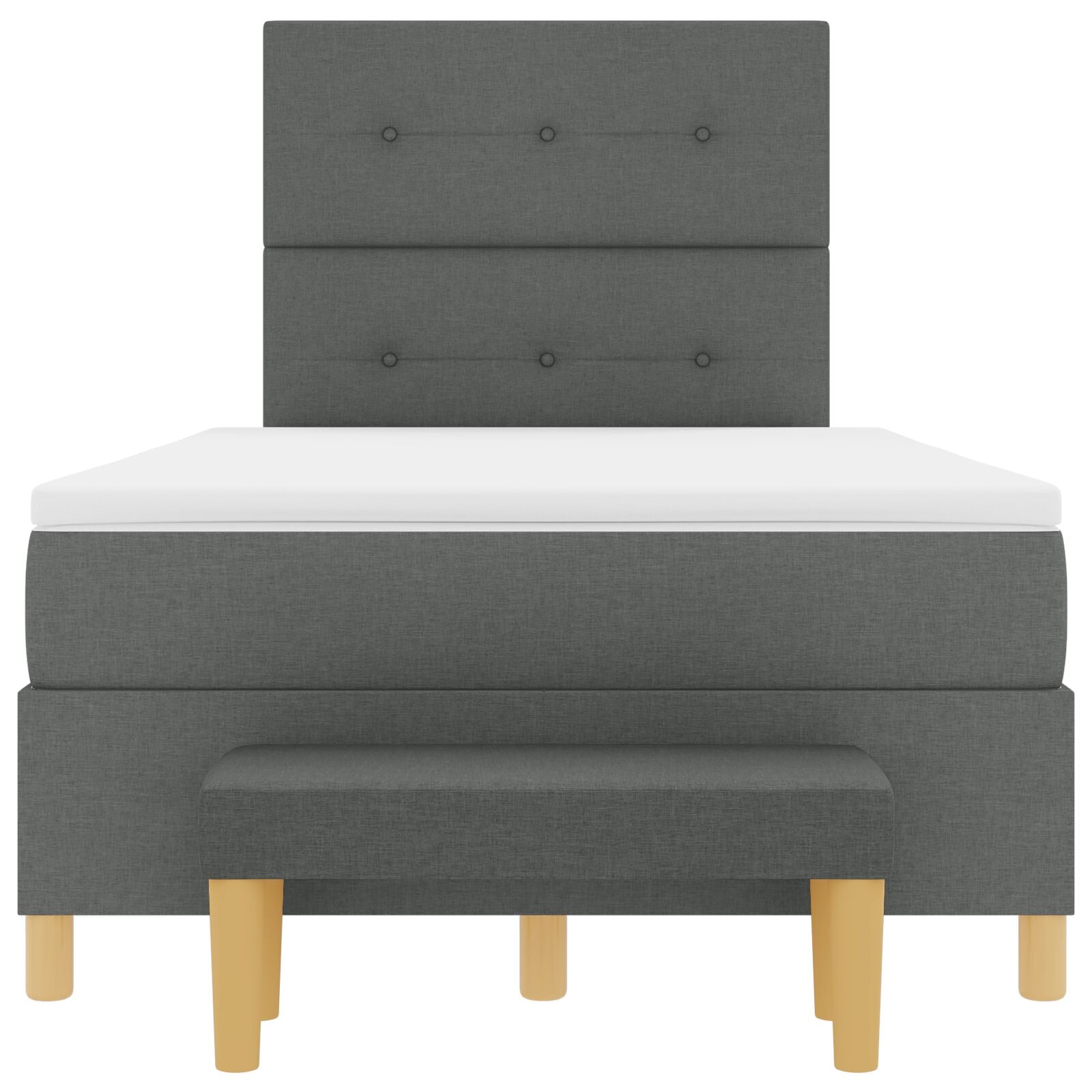 Lit Box Spring avec Matelas & Banc Gris Foncé 120x190 cm Tissu Lits & cadres de lit vidaXL