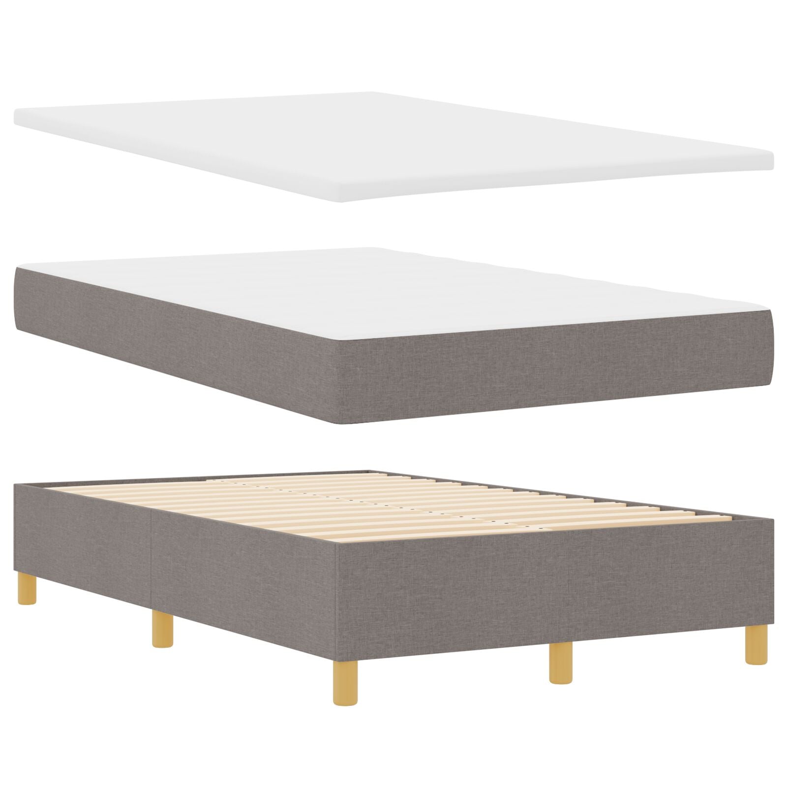 lit box spring avec matelas et banc taupe 120x190 cm tissu Lits & cadres de lit vidaXL