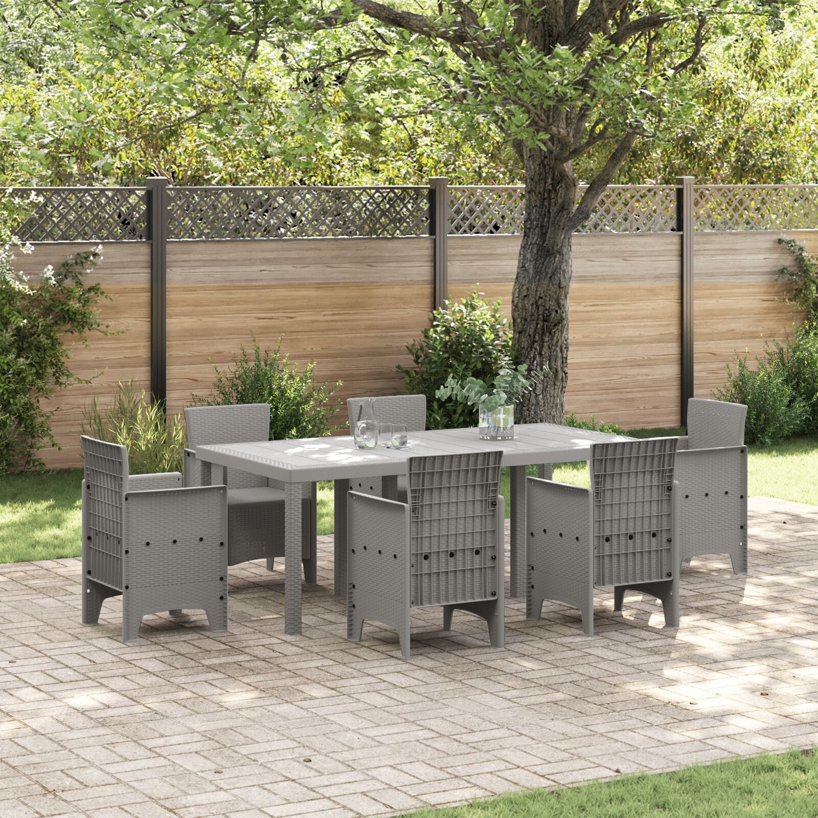 Table de jardin vidaXL Gris clair 200x100x73 cm Poly Rattan Tables de jardin vidaXL