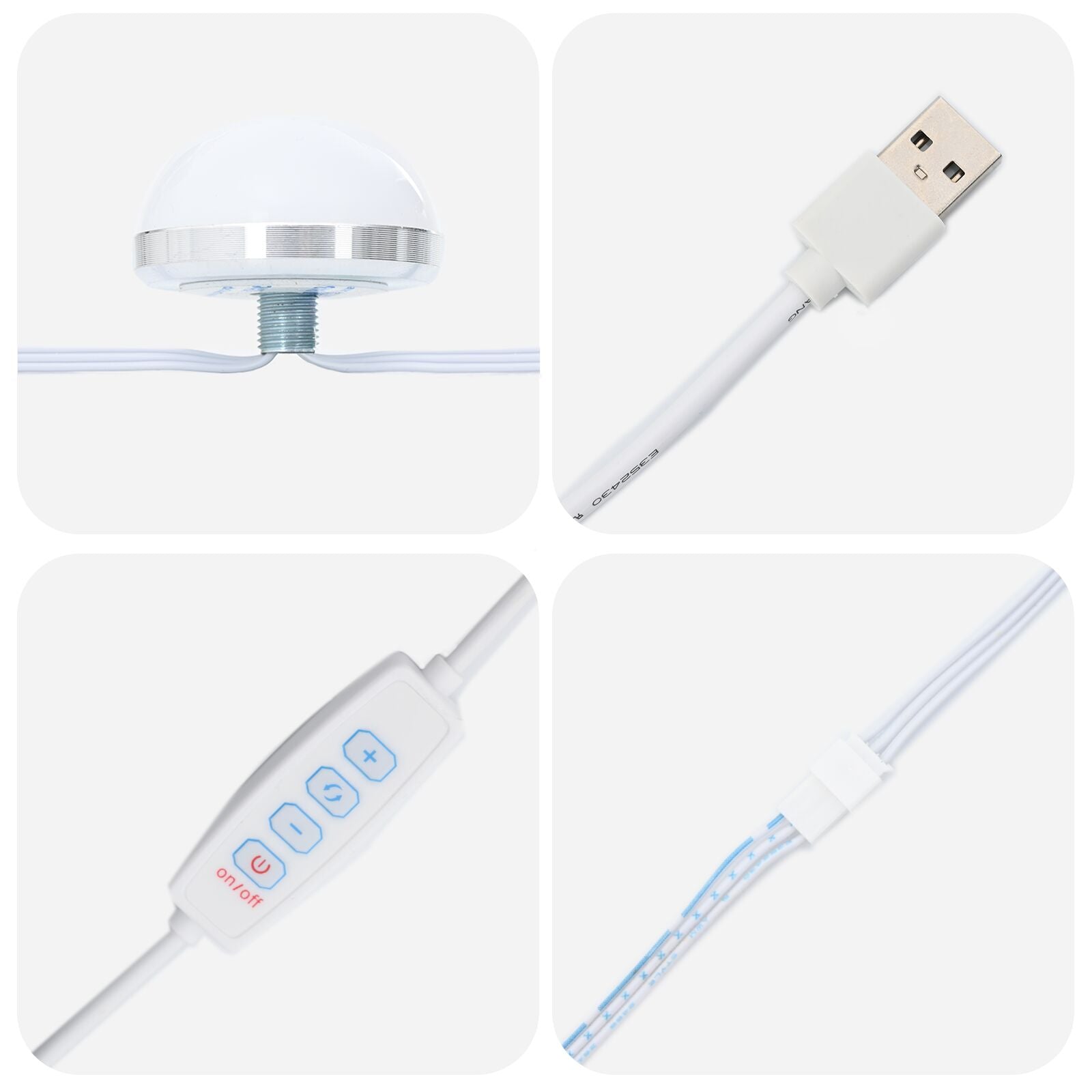 Ensemble de Coiffeuse 3 Pièces avec Éclairage LED en Bois d'Ingénierie Blanc Coiffeuses vidaXL