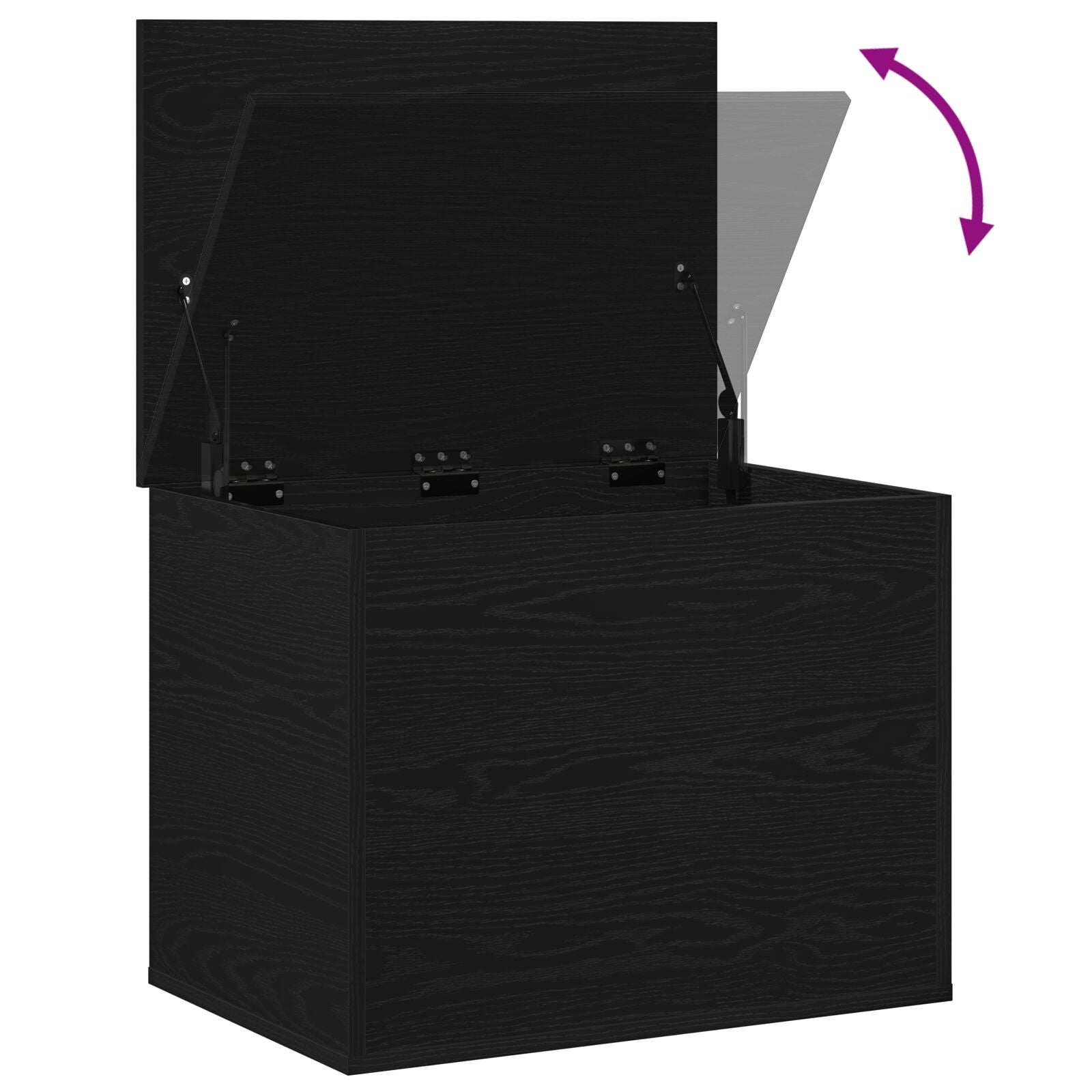 Coffre de rangement vidaXL avec couvercle en chêne noir 60x42x46 cm en bois semi-massif Coffres de rangement vidaXL