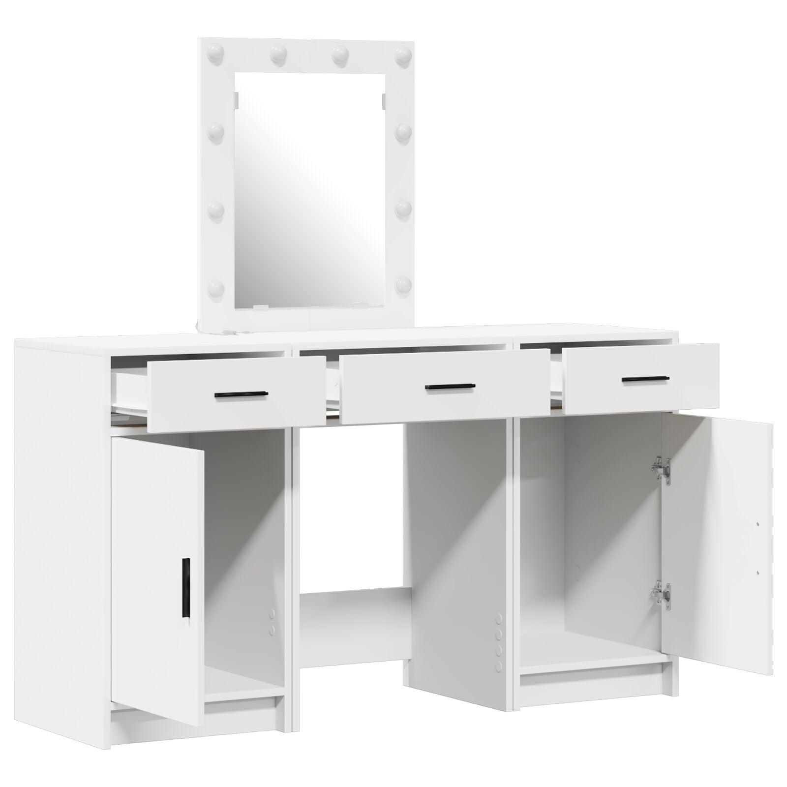 Ensemble de Coiffeuse 3 Pièces avec Éclairage LED en Bois d'Ingénierie Blanc Coiffeuses vidaXL