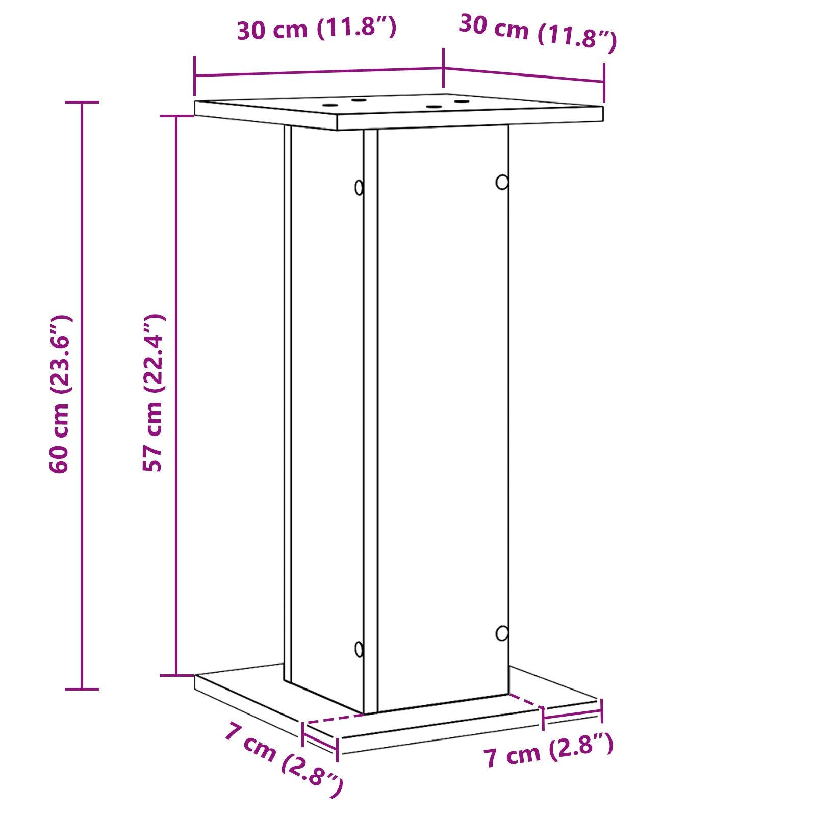 Supports de haut-parleurs vidaXL 2 pcs Chêne noir 30x30x60 cm Bois d'ingénierie Armoires vidaXL
