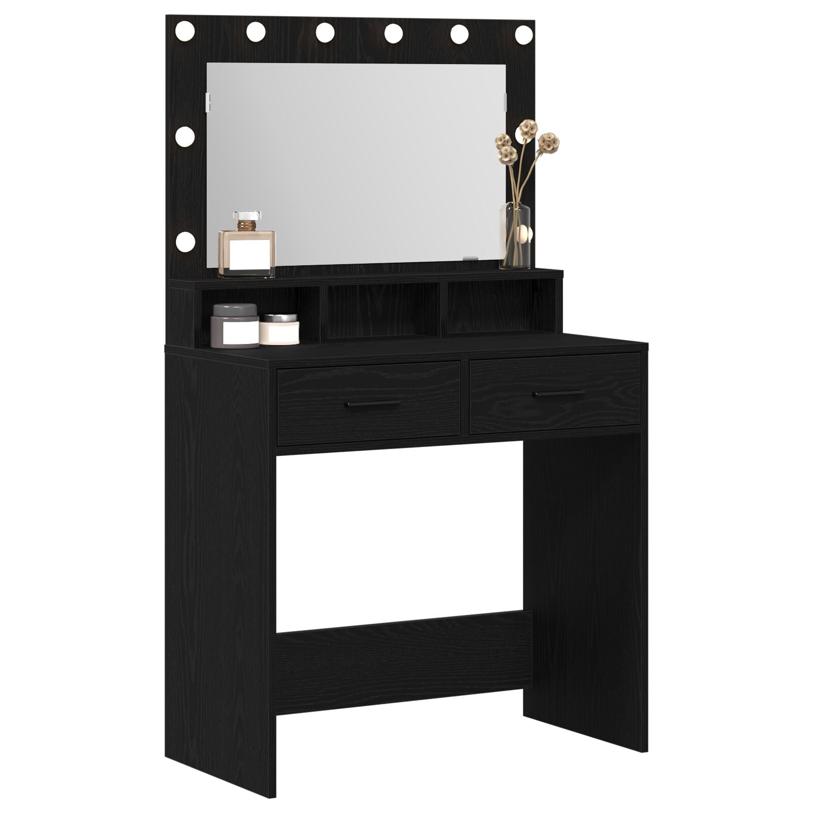 Coiffeuse vidaXL avec lumières LED en chêne noir 79x41x135 cm Coiffeuses vidaXL