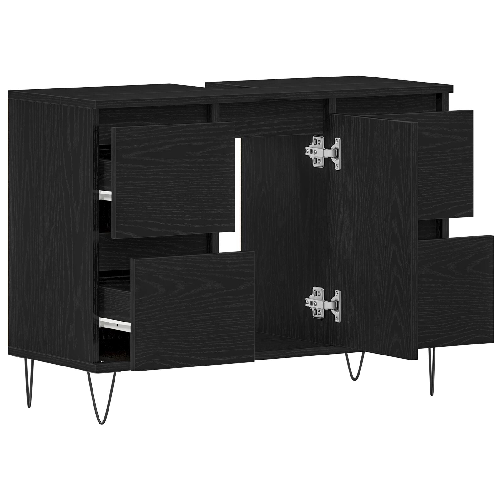 Meuble sous évier de salle de bain vidaXL Chêne Noir 80x33x60 cm Bois d'ingénierie Ensembles de mobilier pour salles de bains vidaXL