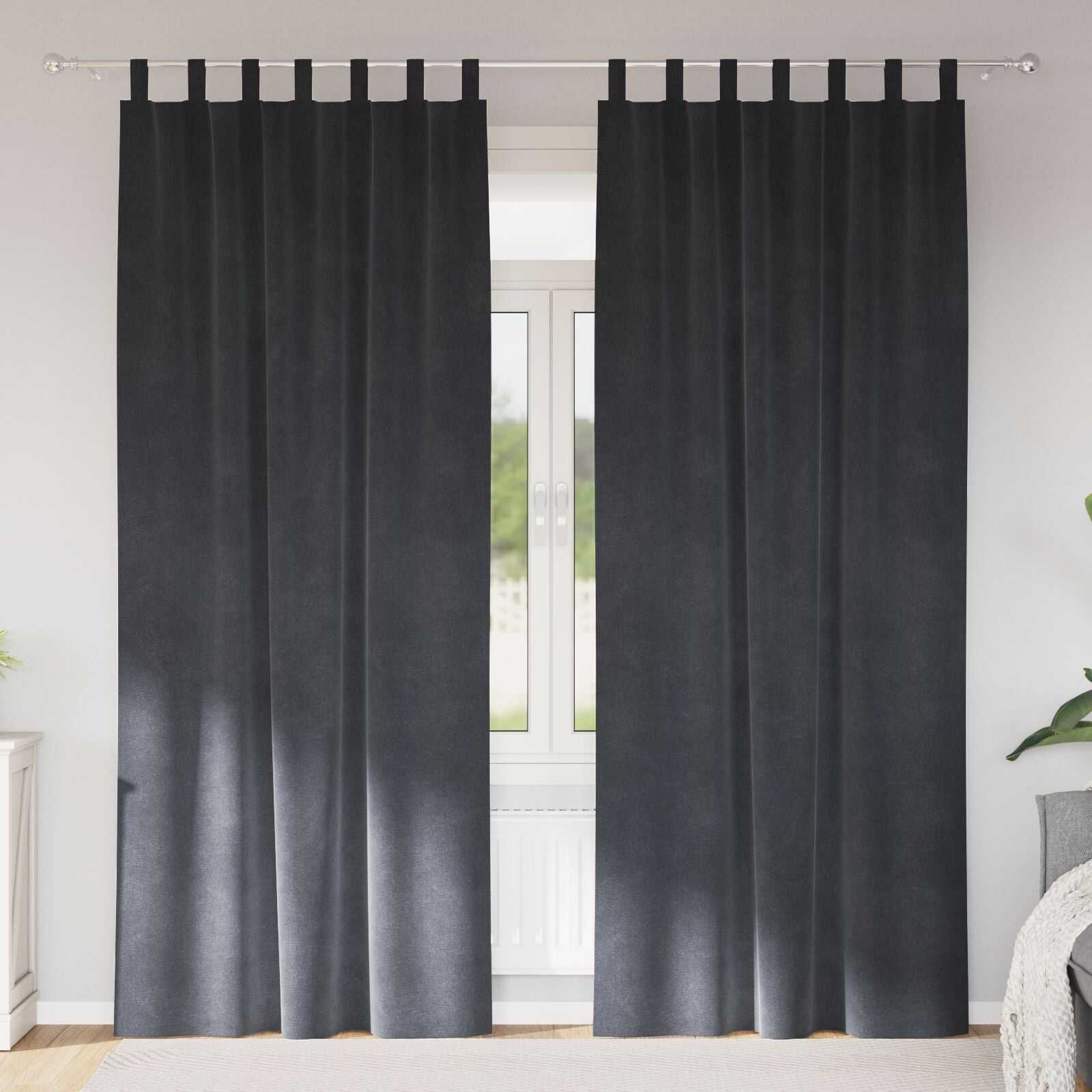 Rideaux opaques vidaXL avec boucles de suspension 2 pcs en velours gris clair Rideaux vidaXL