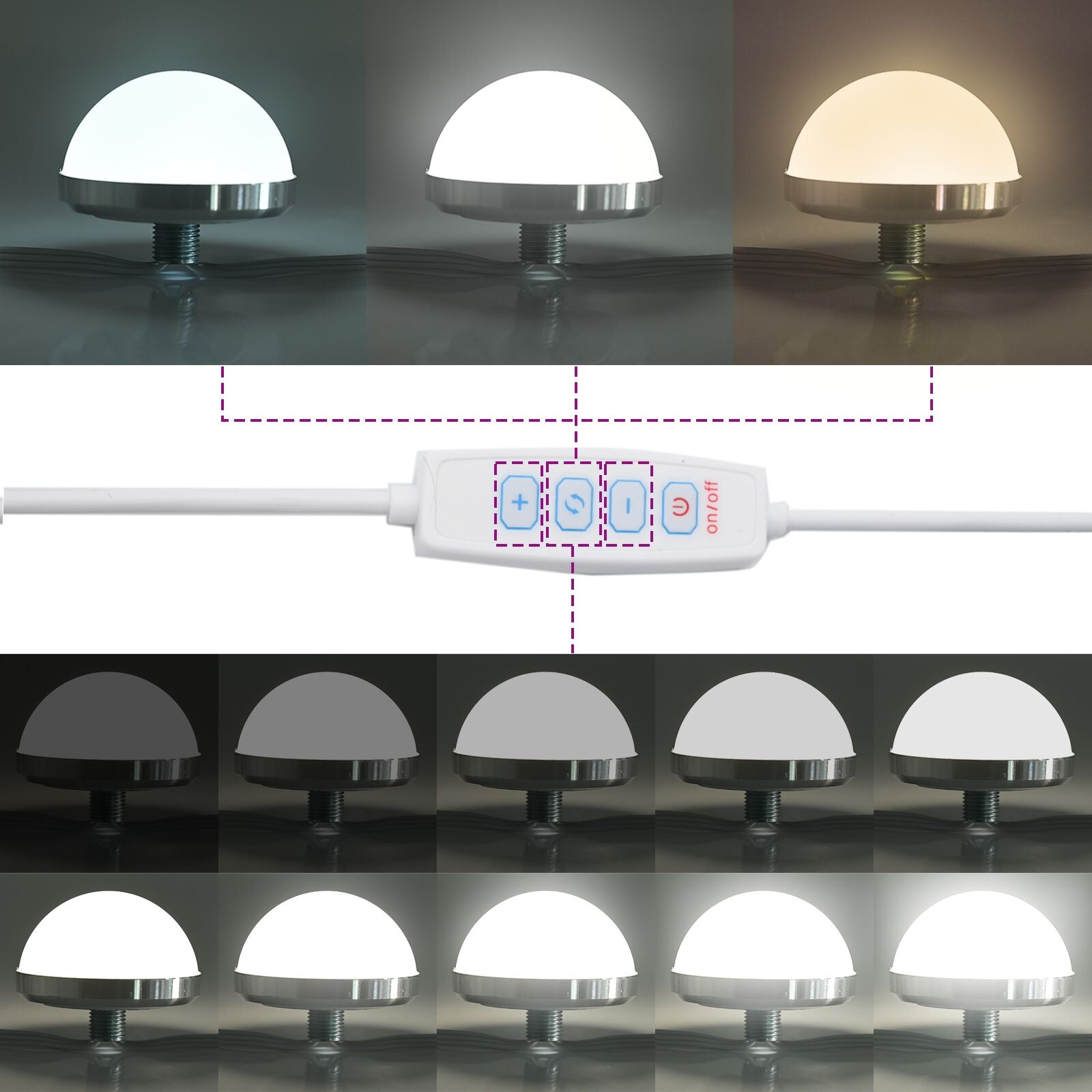 Ensemble de Table de Maquillage 3 Pièces avec LED en Finition Bois Ancien Coiffeuses vidaXL