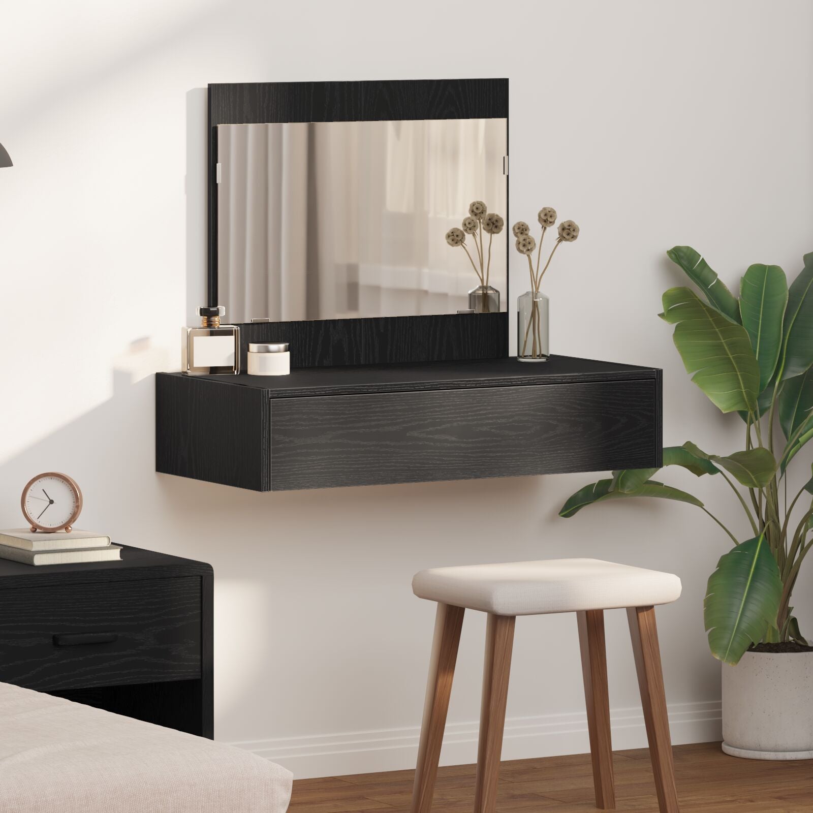 Table de maquillage murale vidaXL Chêne noir 83x40x70 cm Coiffeuses vidaXL