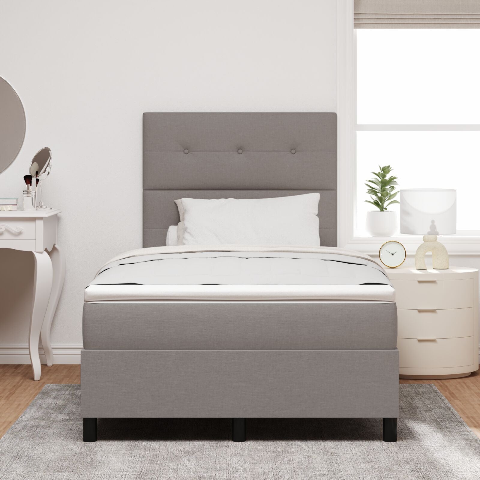 Lit box avec matelas taupe double en tissu Lits & cadres de lit vidaXL