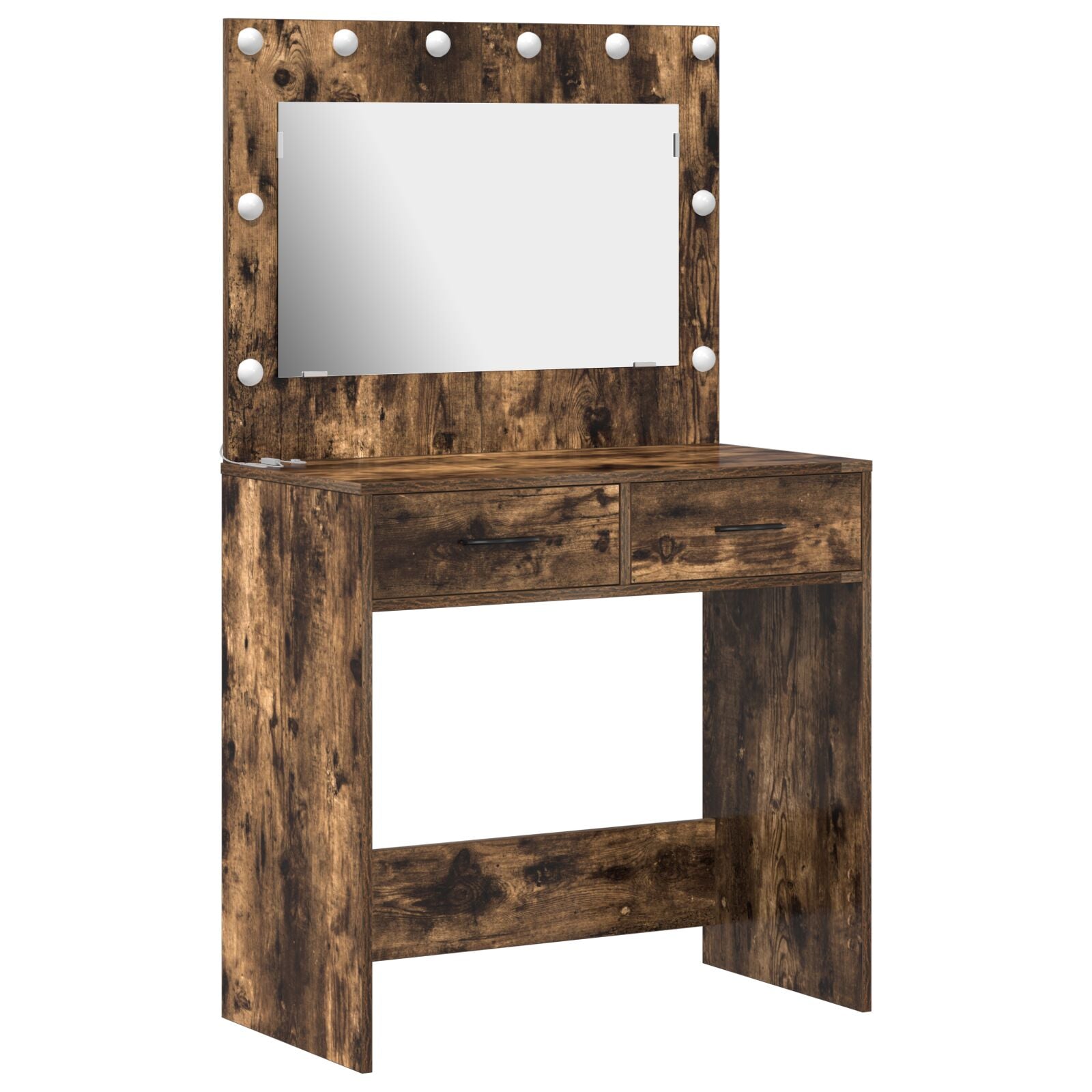 Table de coiffure avec lumières LED Chêne fumé 78.5x41x135 cm Coiffeuses vidaXL