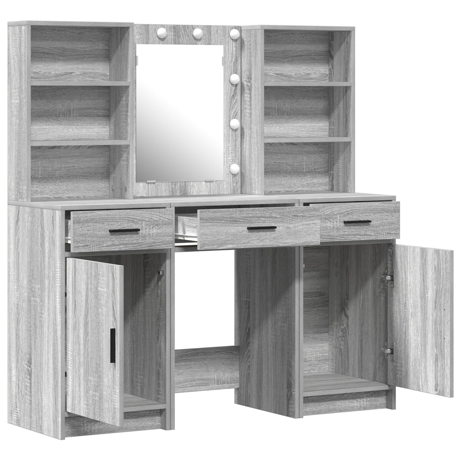 Ensemble de meuble de coiffeuse 3 pièces vidaXL - Bois d'ingénierie gris Sonoma Coiffeuses vidaXL