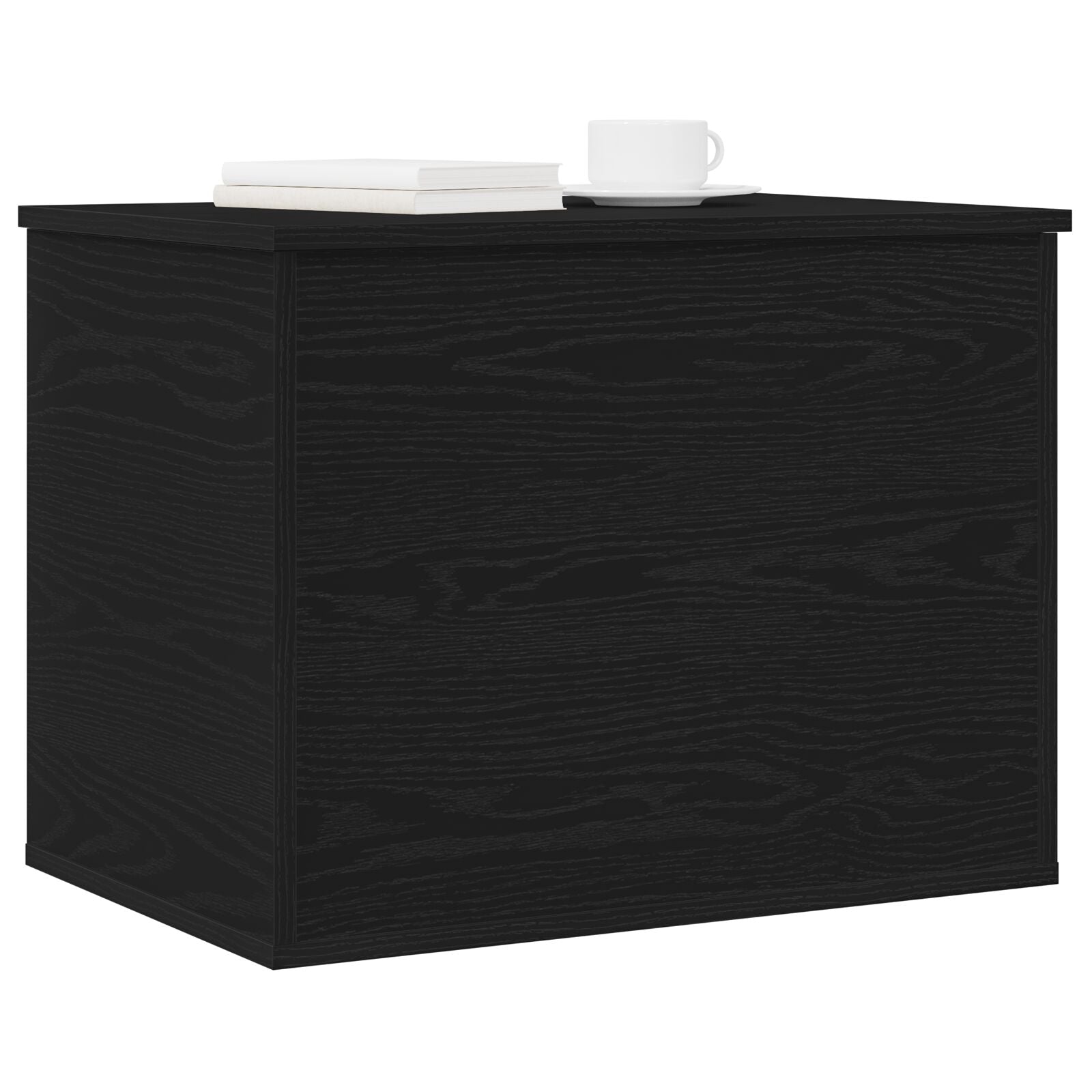 Coffre de rangement vidaXL avec couvercle en chêne noir 60x42x46 cm en bois semi-massif Coffres de rangement vidaXL