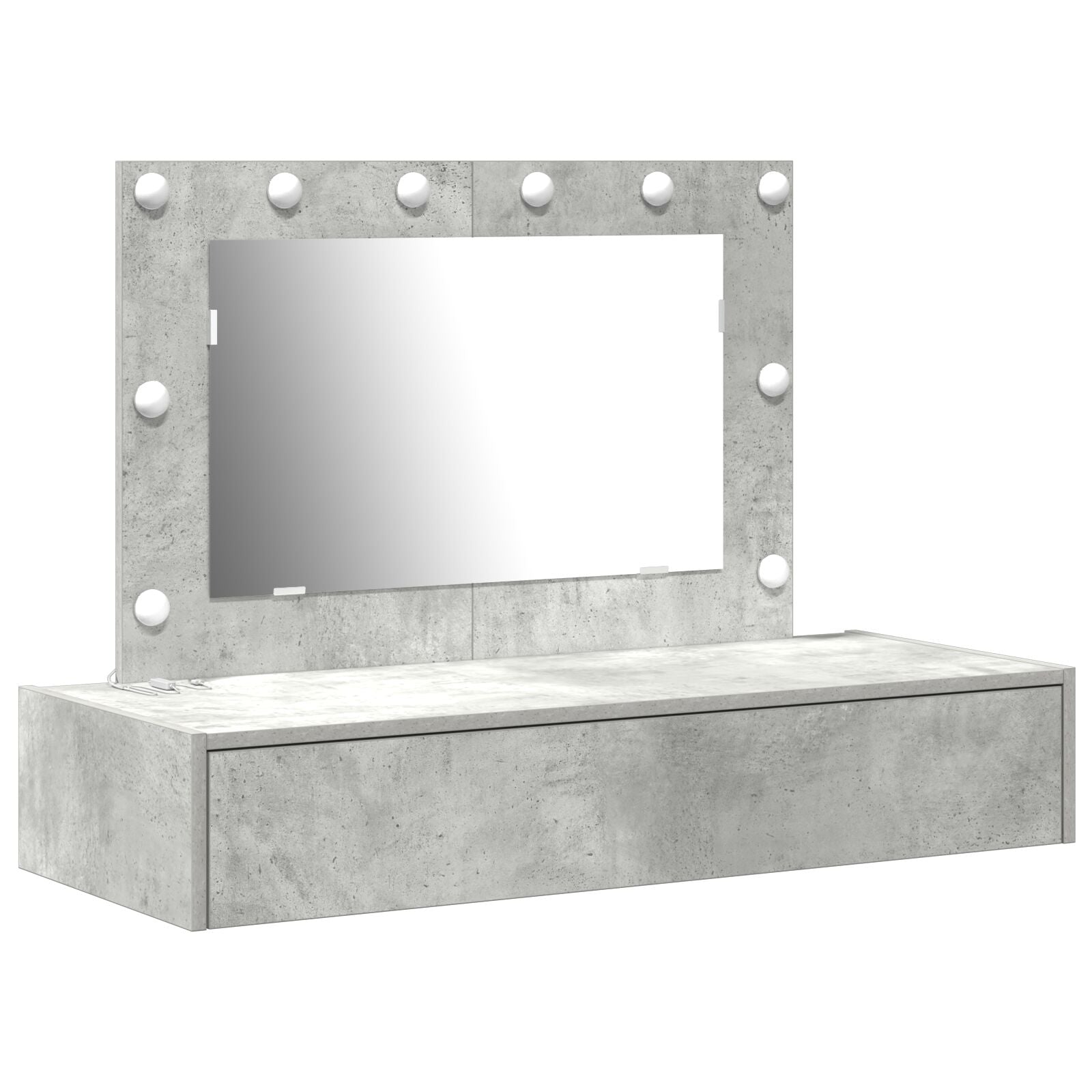 Table de maquillage murale vidaXL avec des lumières LED gris béton Coiffeuses vidaXL