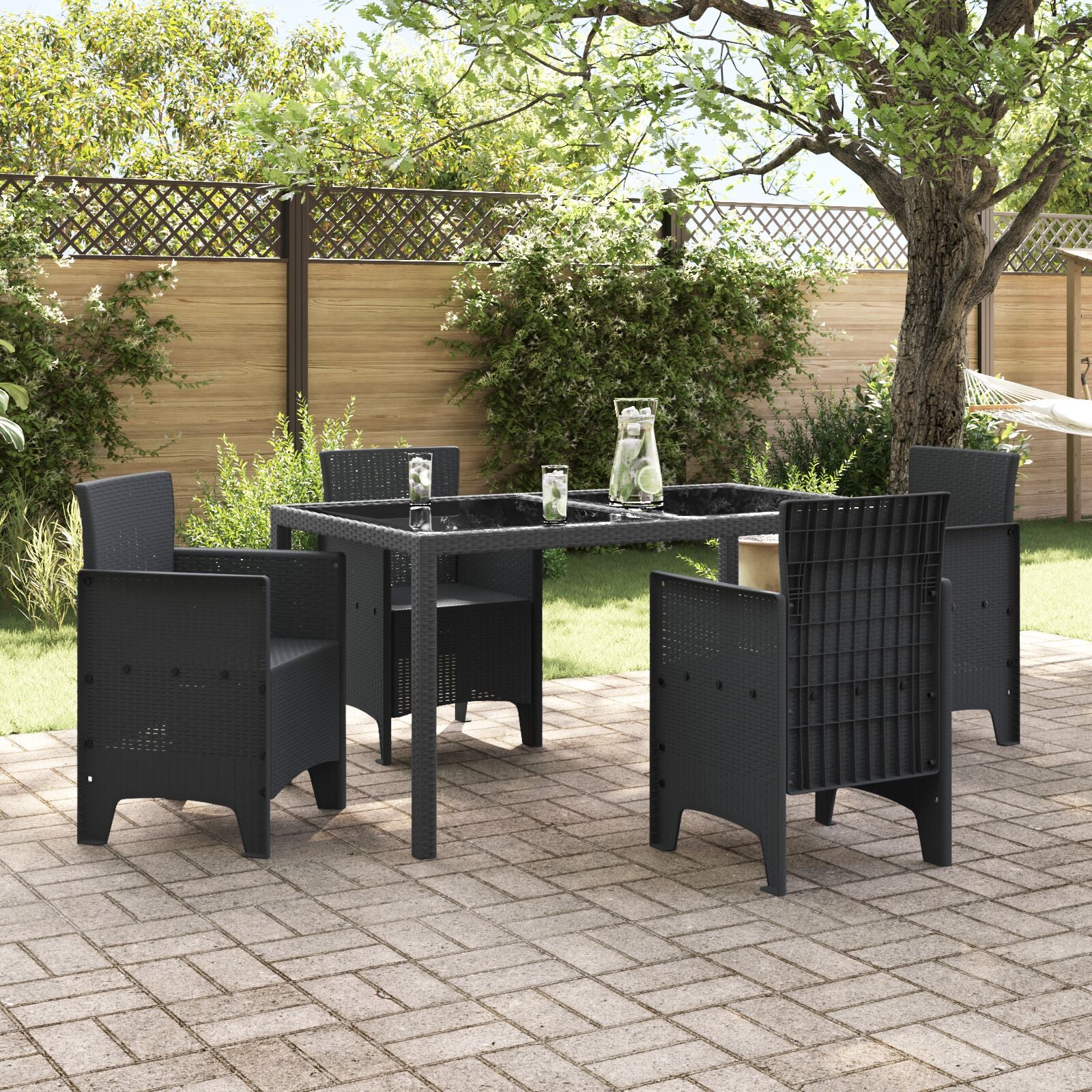 Chaise de jardin vidaXL Ensemble de 4 Anthracite Poly rotin Moyenne Chaises de jardin vidaXL
