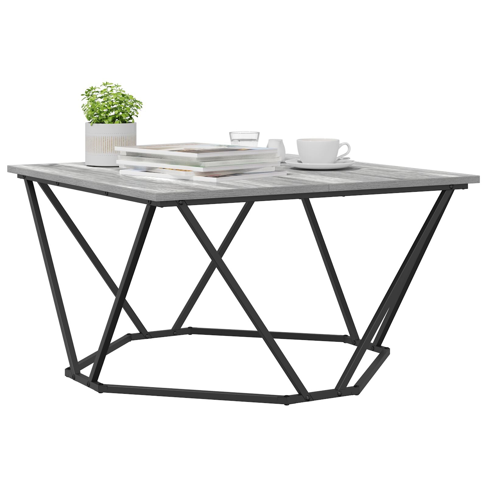 Sonoma Grise Bois d'Ingénierie, Métal Moyenne Moderne Tables basses vidaXL