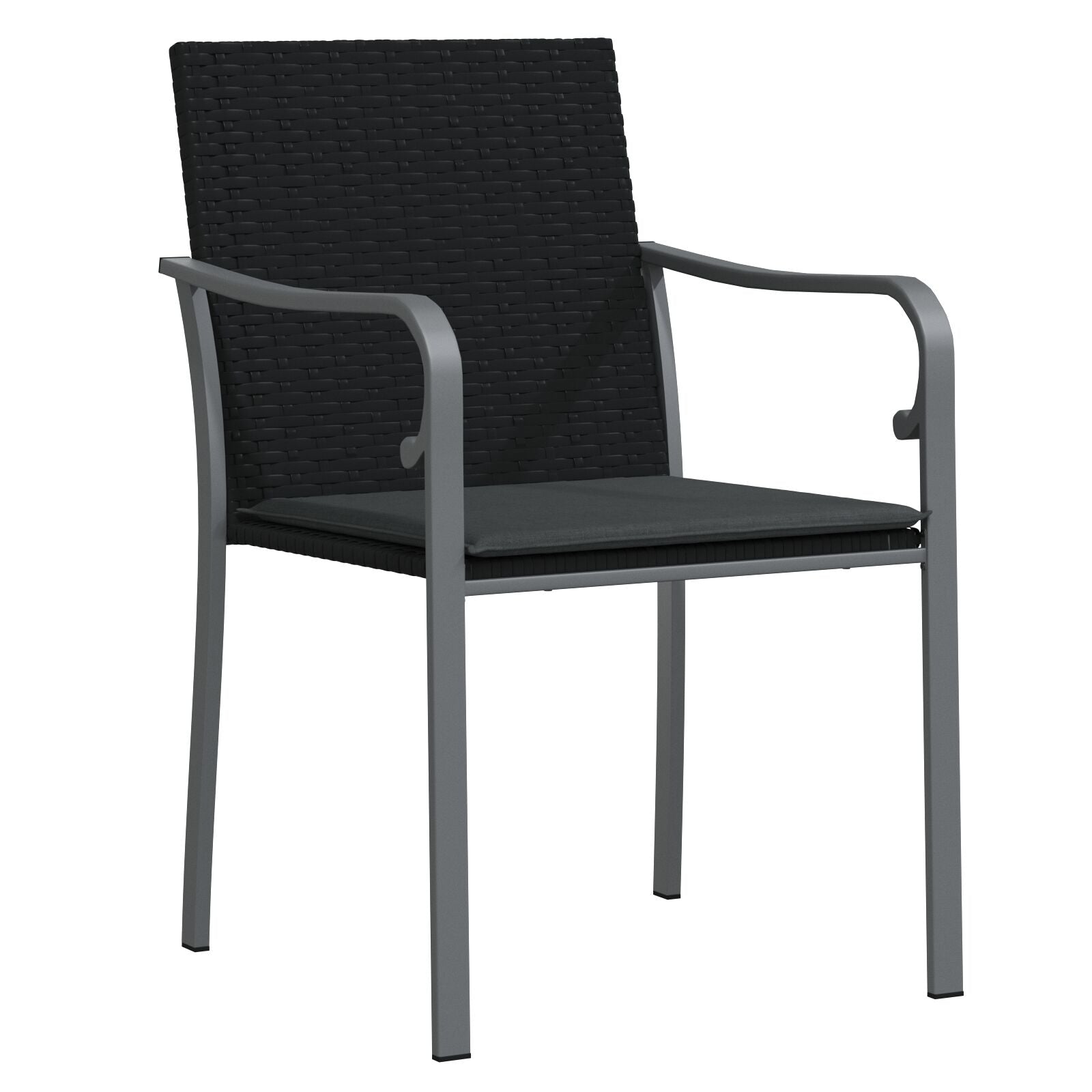 Ensemble de salle à manger de jardin 5 pièces avec coussins en poly rotin noir Chaises de jardin vidaXL