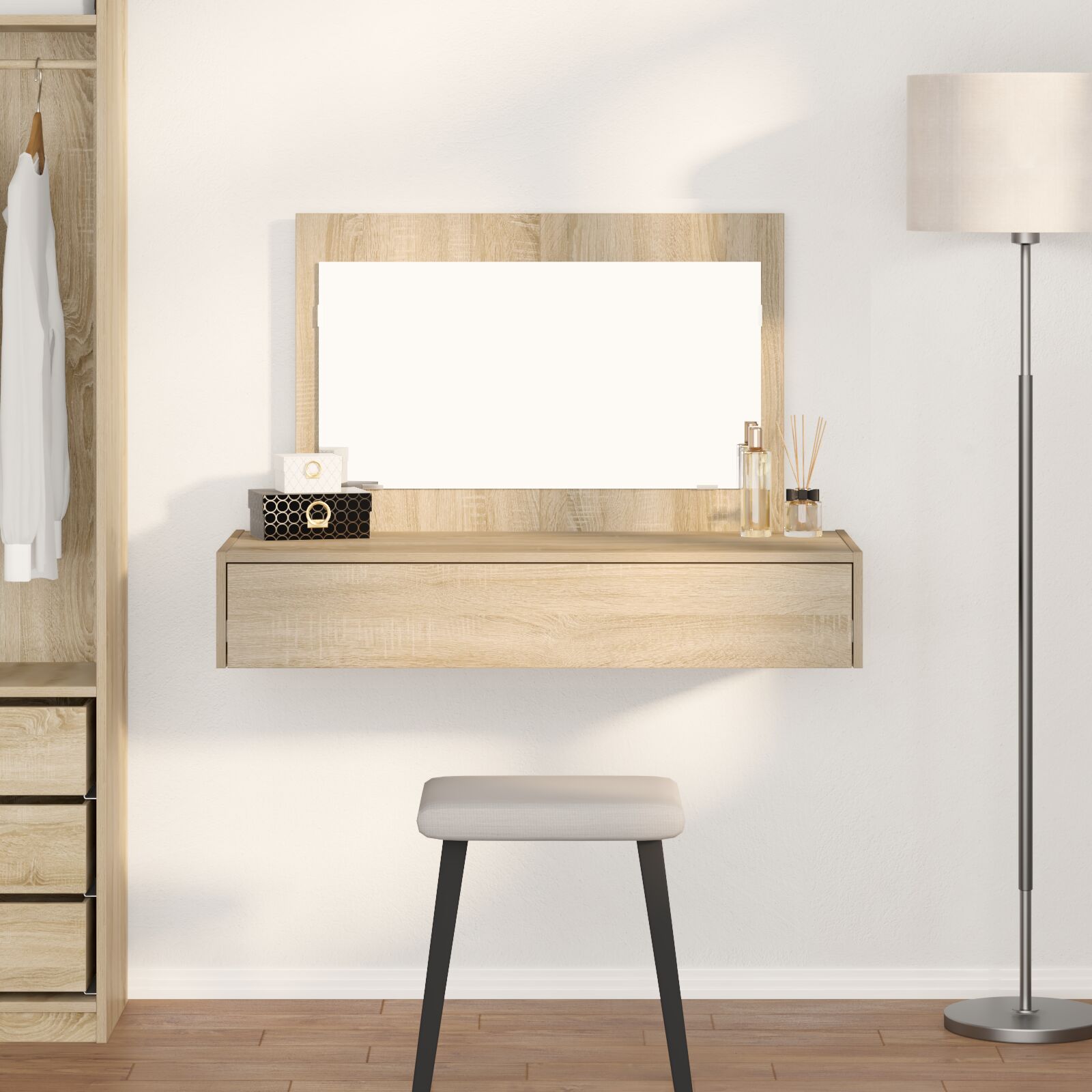 Table de maquillage murale vidaXL en chêne Sonoma 100x40x70 cm Coiffeuses vidaXL