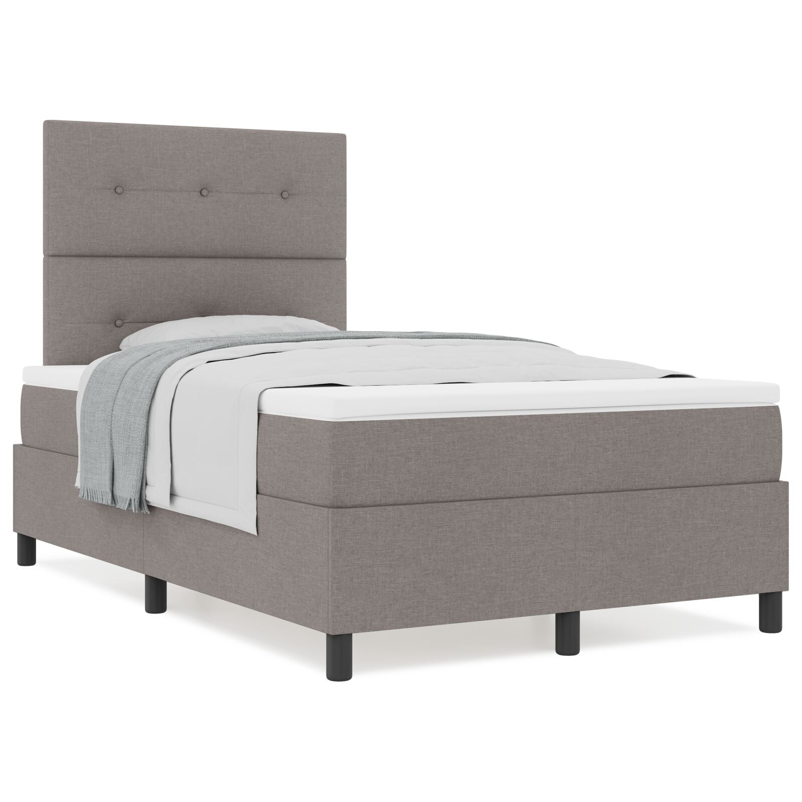 Lit box avec matelas taupe double en tissu Lits & cadres de lit vidaXL