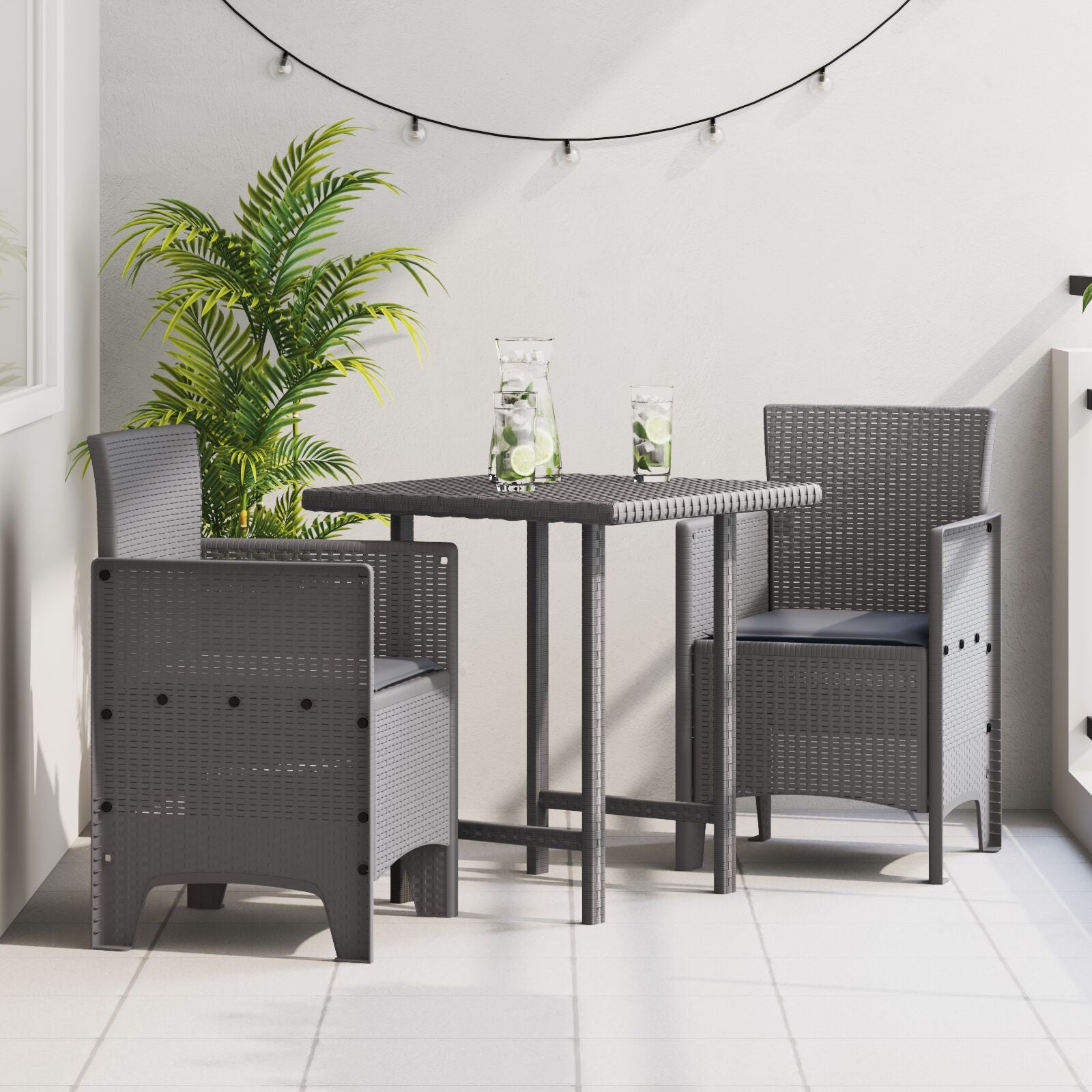 Chaise de jardin vidaXL Set de 2 Gris clair, Anthracite Polypropylène Chaises de jardin vidaXL