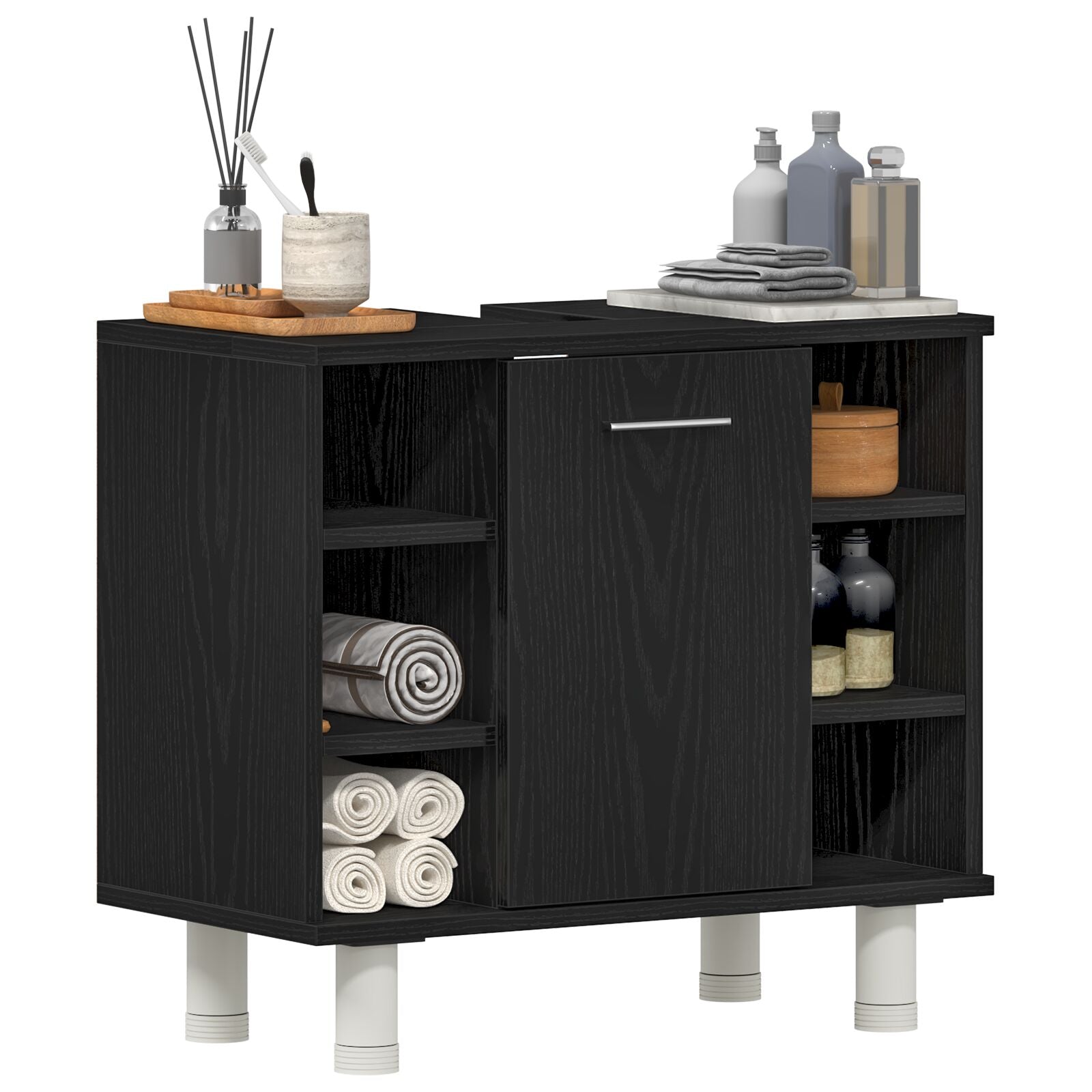Meuble de salle de bain vidaXL Noir Chêne 60x32x54 cm Bois d'ingénierie Ensembles de mobilier pour salles de bains vidaXL