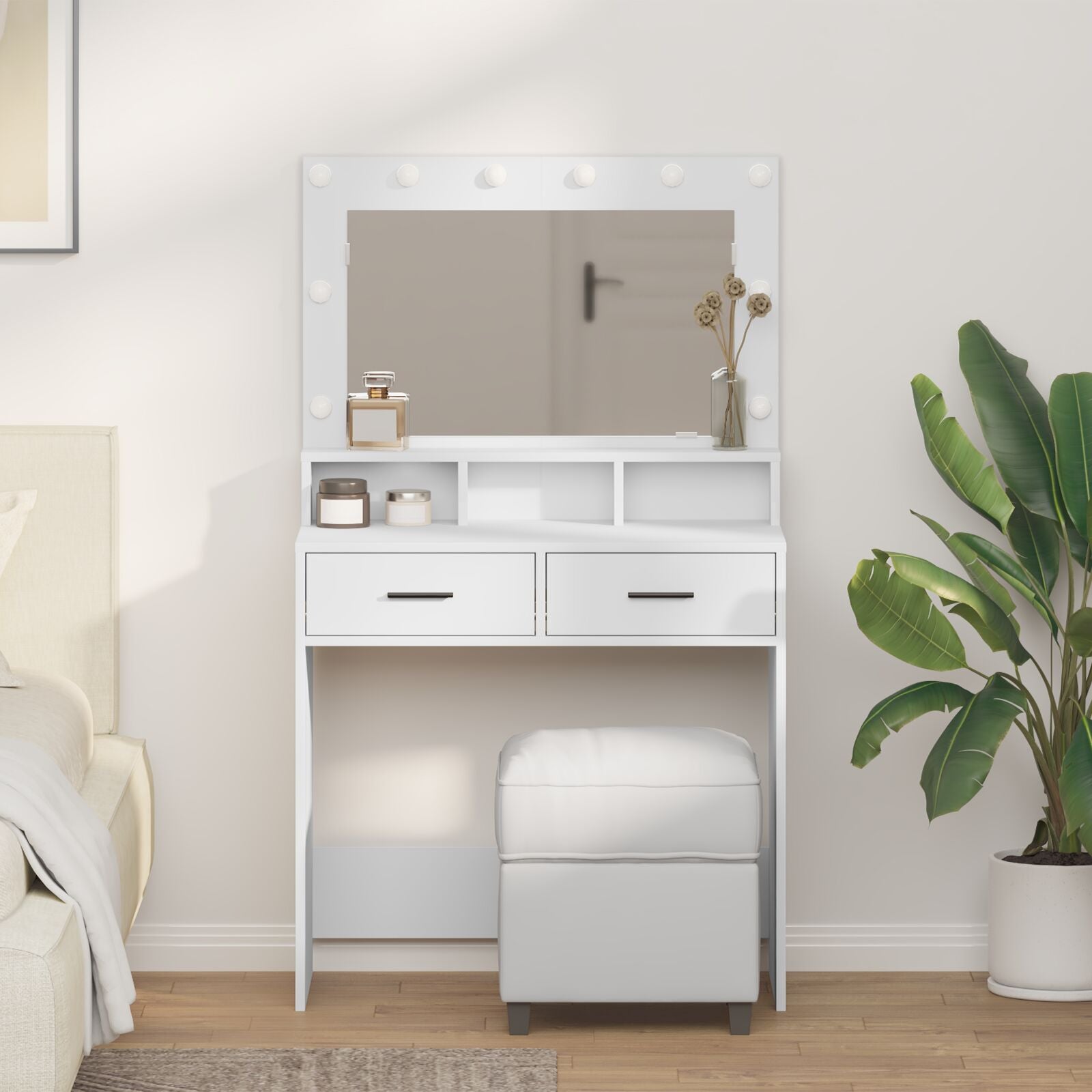 Coiffeuse vidaXL avec lumières LED, blanche, 79x41x135 cm Coiffeuses vidaXL