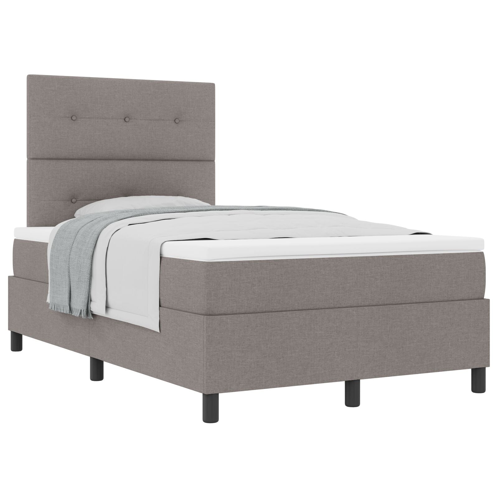 Lit box  avec matelas taupe double en tissu