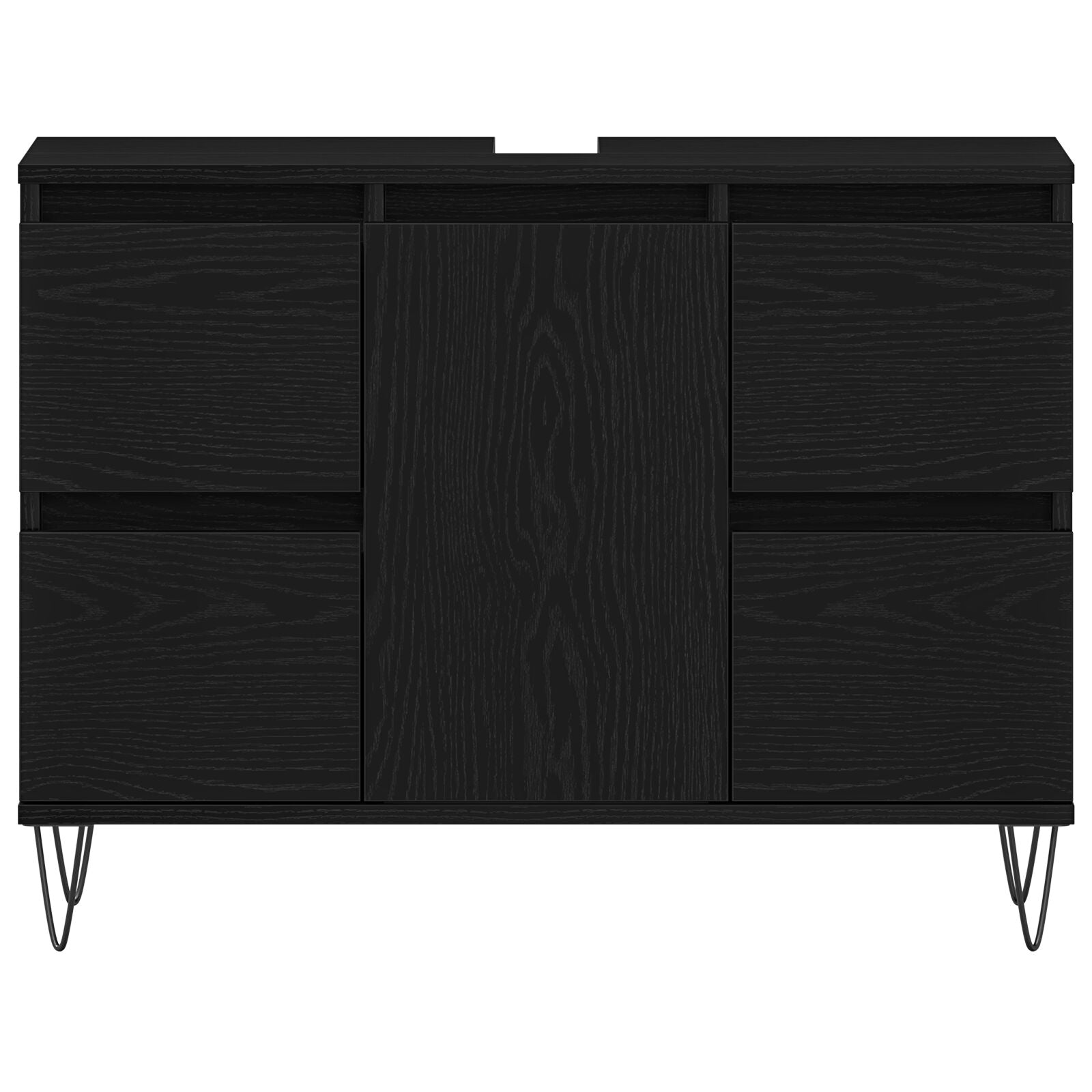 Meuble sous évier de salle de bain vidaXL Chêne Noir 80x33x60 cm Bois d'ingénierie Ensembles de mobilier pour salles de bains vidaXL