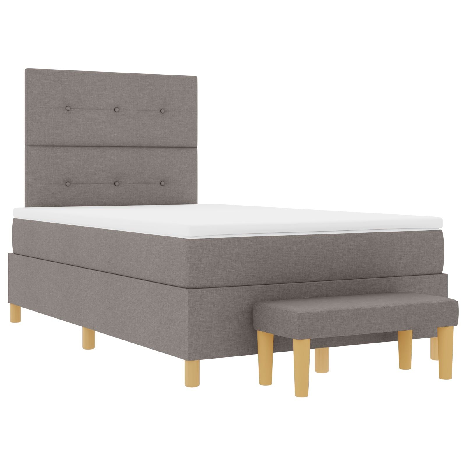 lit box spring avec matelas et banc taupe 120x190 cm tissu Lits & cadres de lit vidaXL
