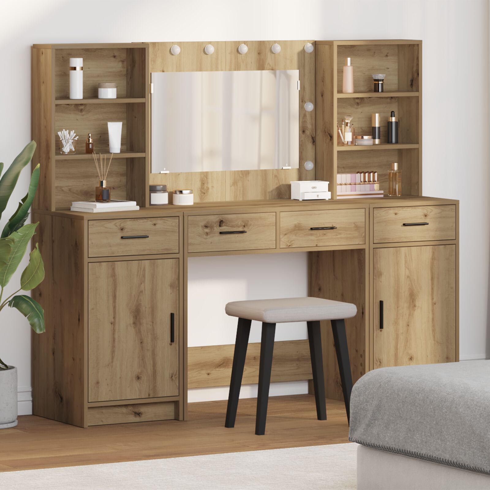 Ensemble de Coiffure 3 Pièces en Chêne Artisan en Bois Agro Coiffeuses vidaXL