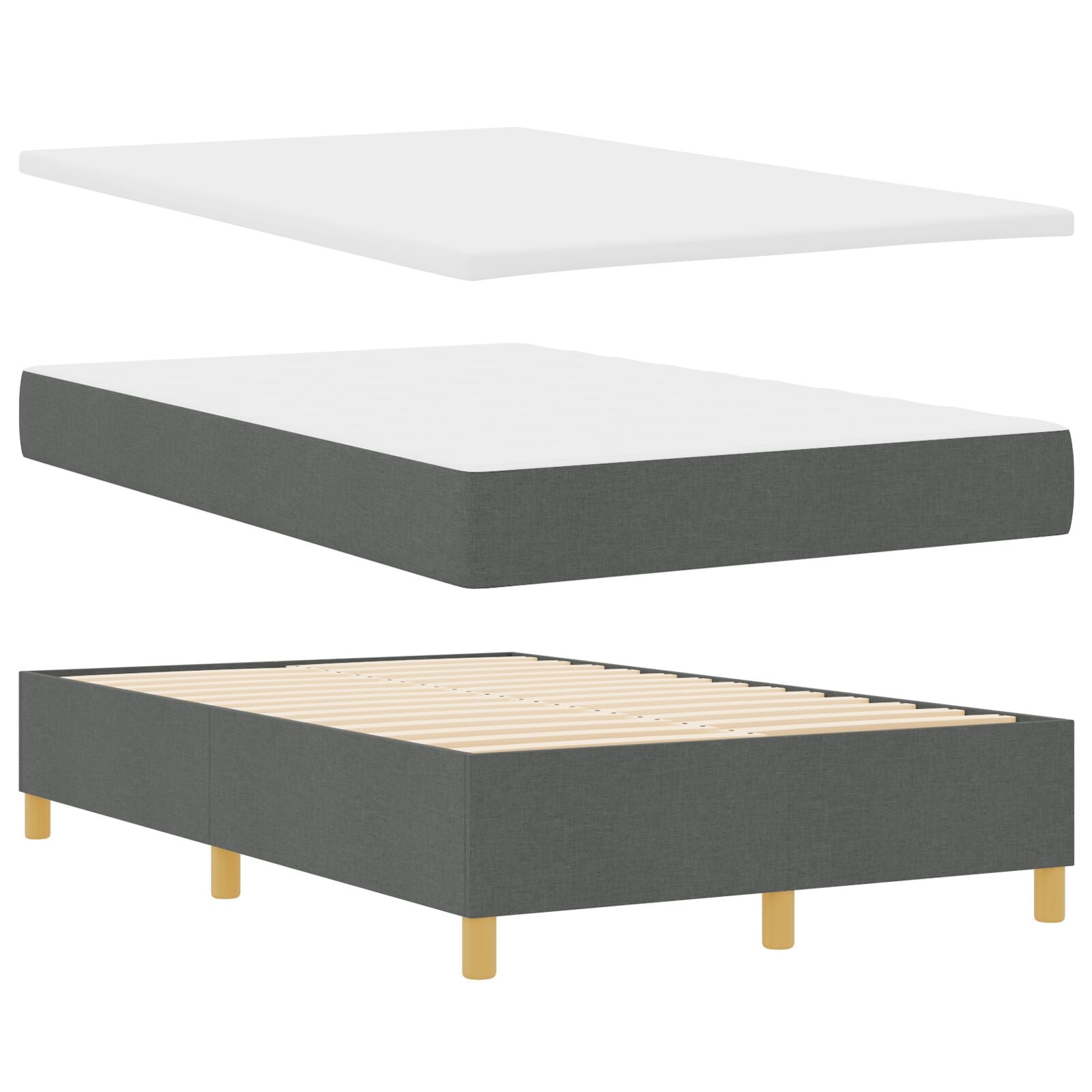Lit Box Spring avec Matelas & Banc Gris Foncé 120x190 cm Tissu Lits & cadres de lit vidaXL